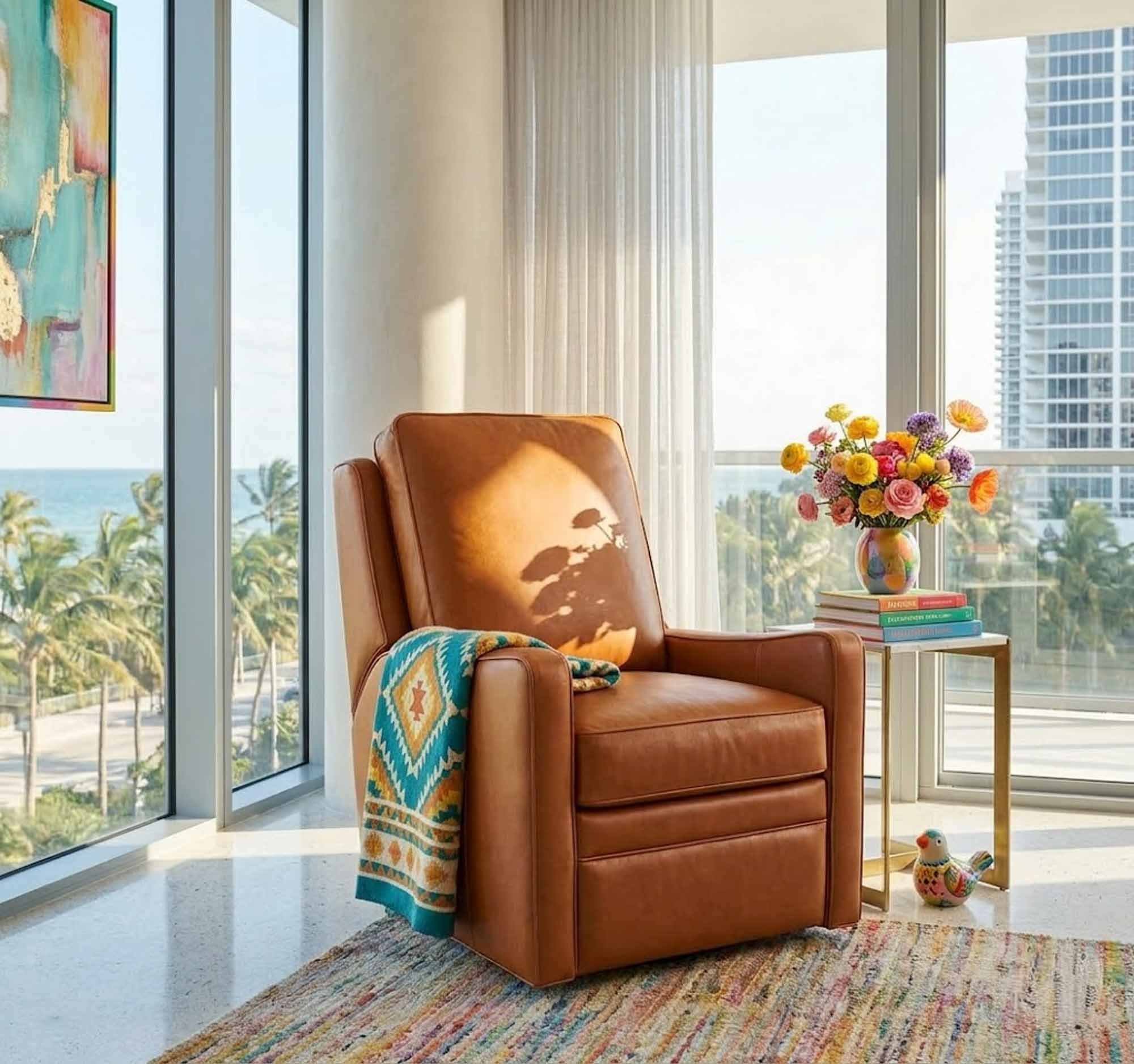 Ani Leather Swivel Glider Recliner - Image 10