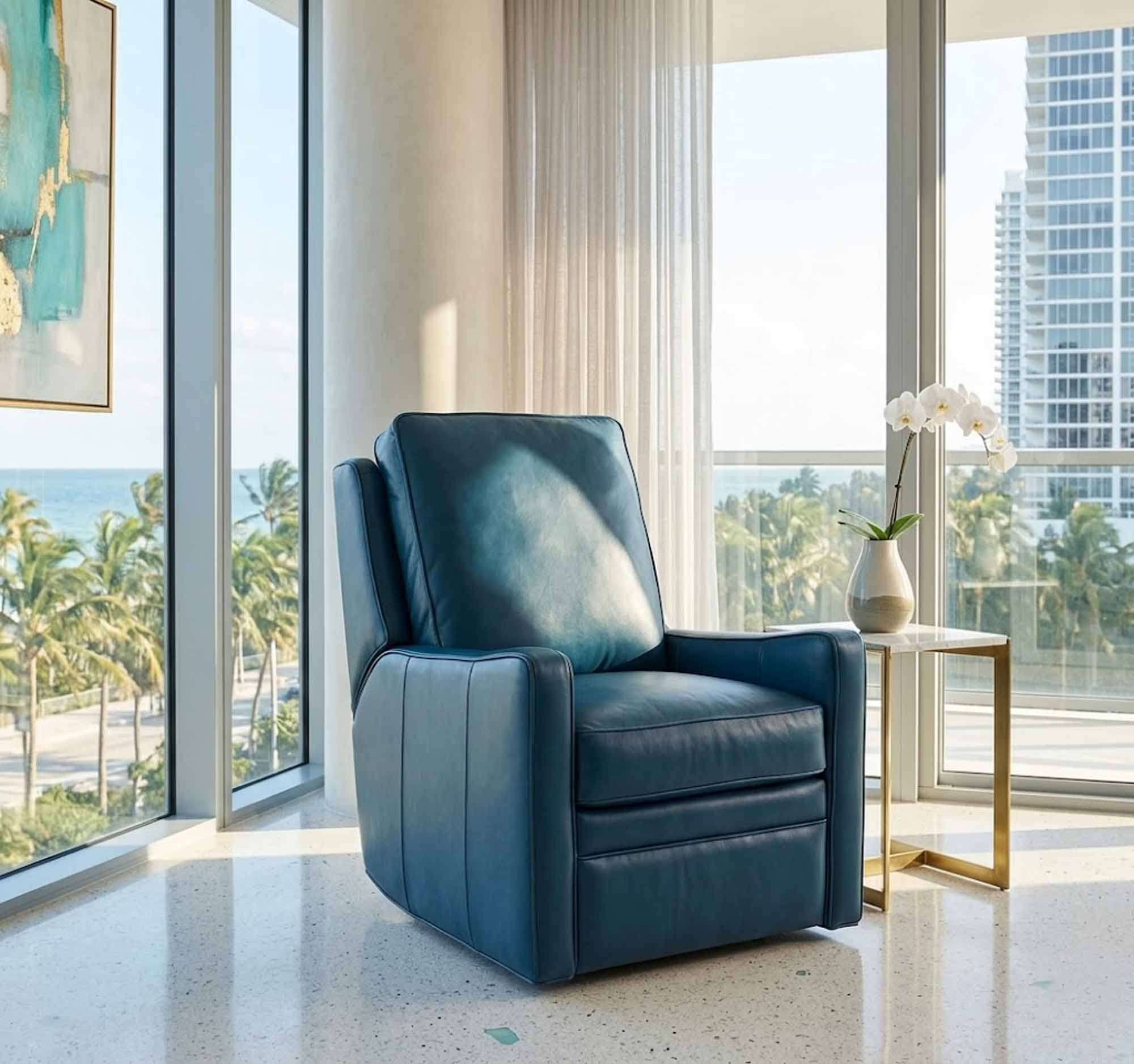 Ani Leather Swivel Glider Recliner - Image 9