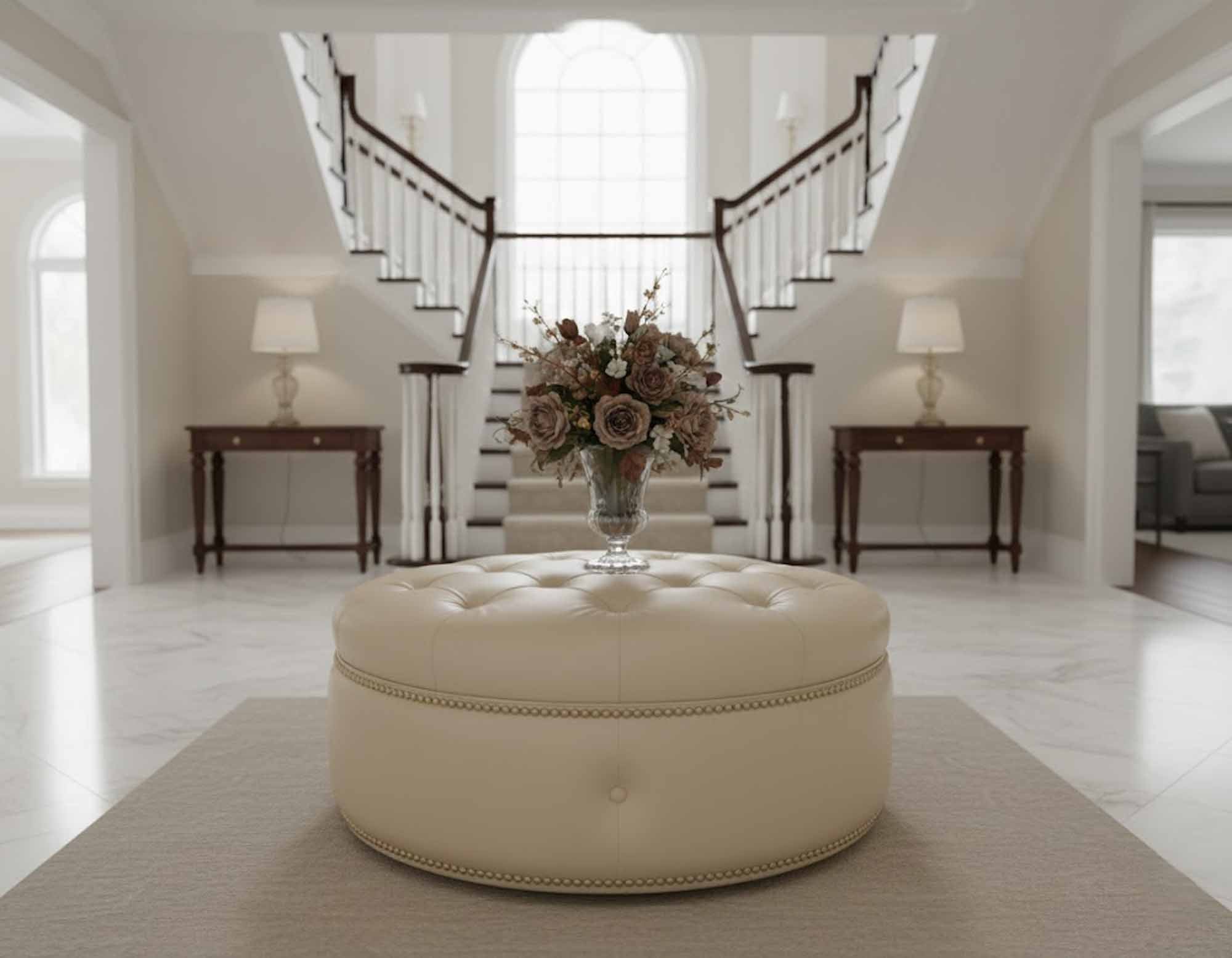 Armstrong Leather Ottoman - Image 6