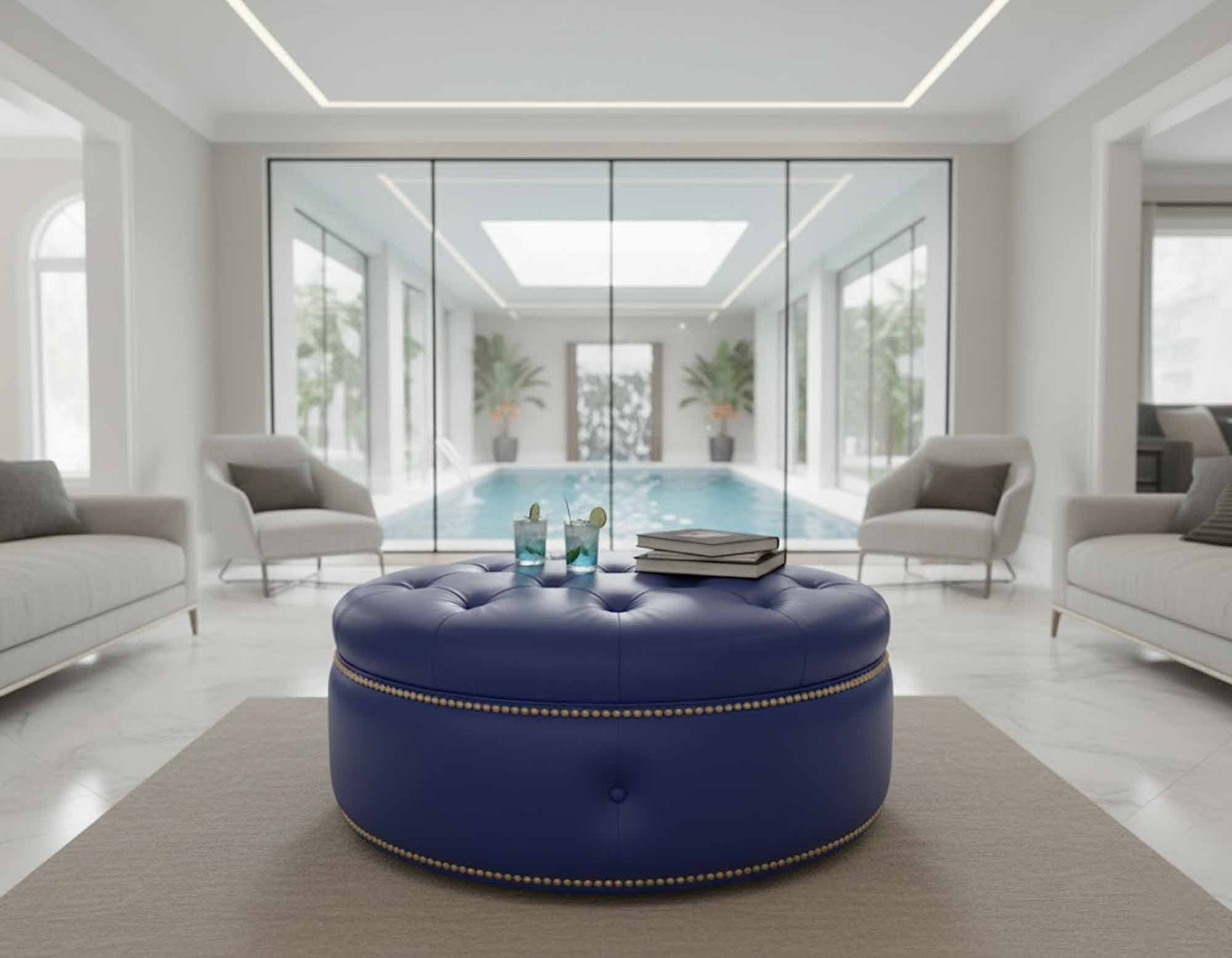 Armstrong Leather Ottoman - Image 7