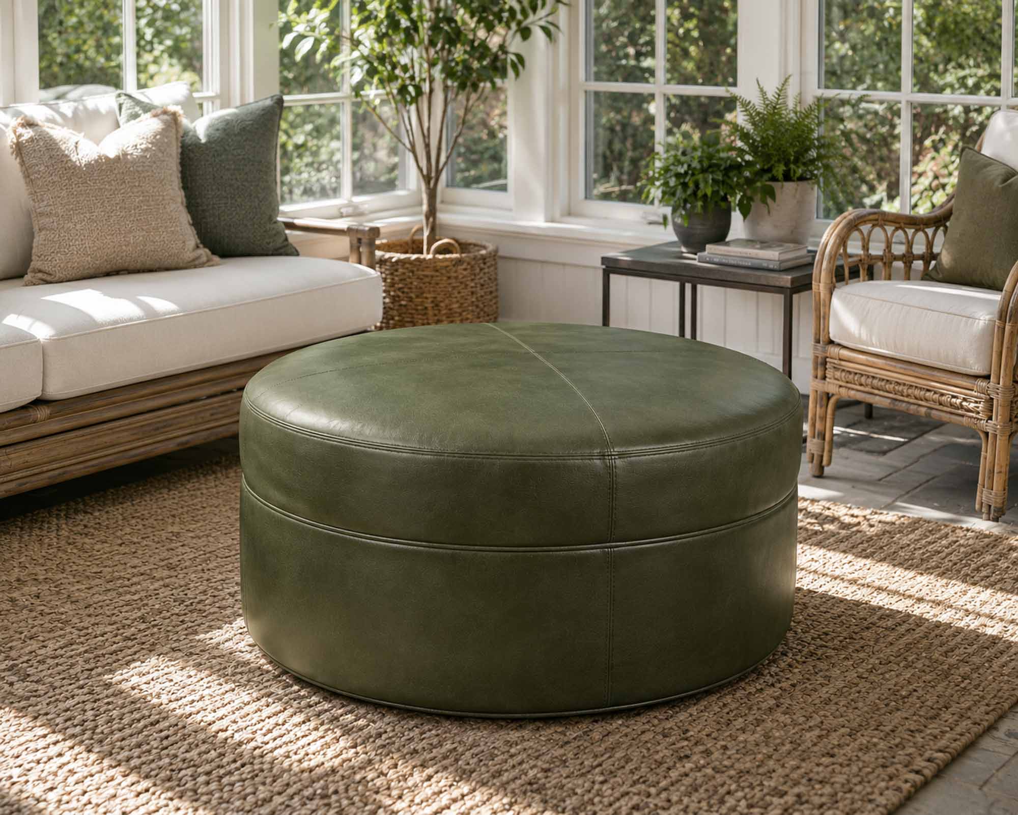 Bainbridge Leather Ottoman - Image 3