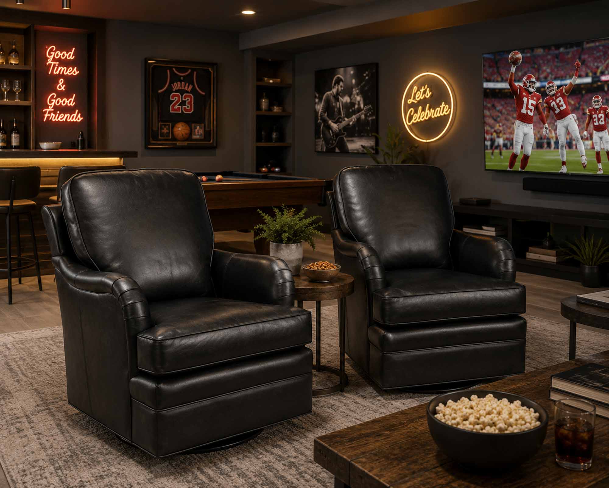 Pottery Leather Swivel Glider Chair - Image 4