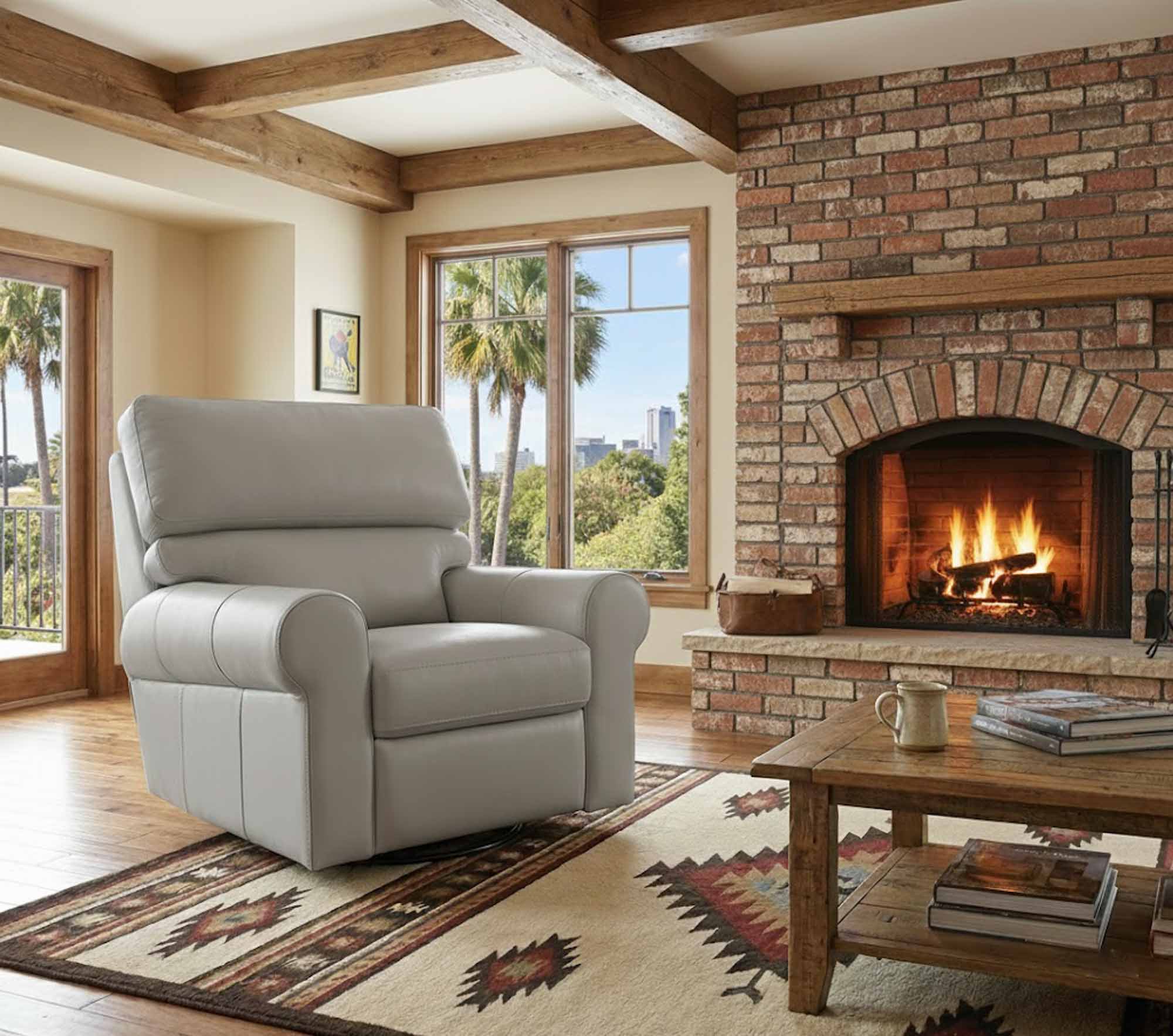 Brookhaven Leather Swivel Glider Recliner - Image 8