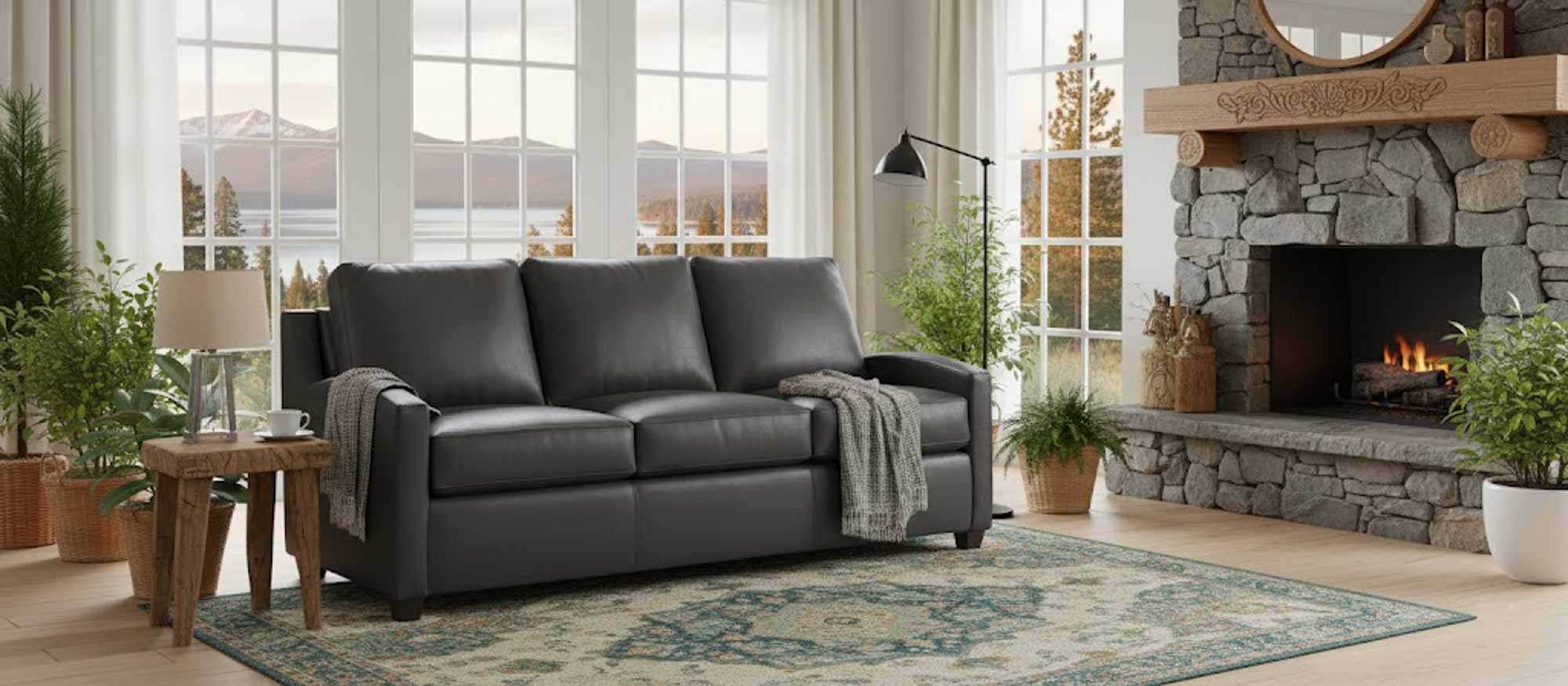 Canterbury Leather Queen Size Sofa Sleeper - Image 4