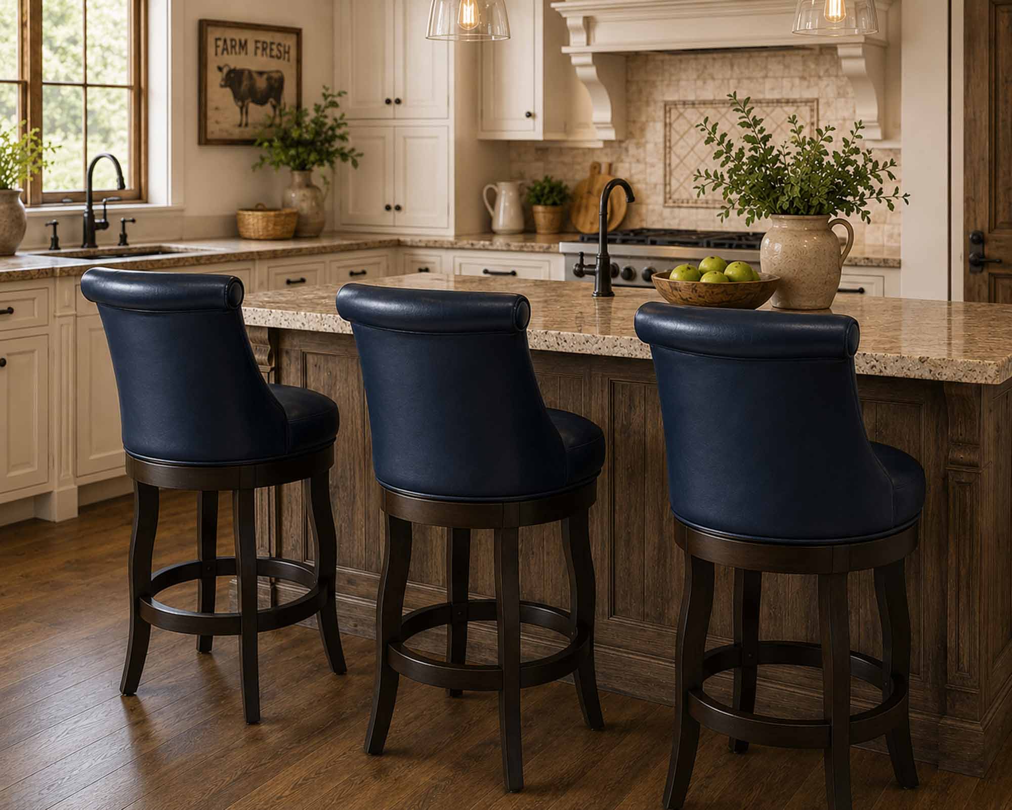 Caribbean Leather Swivel Bar Stool - Image 8
