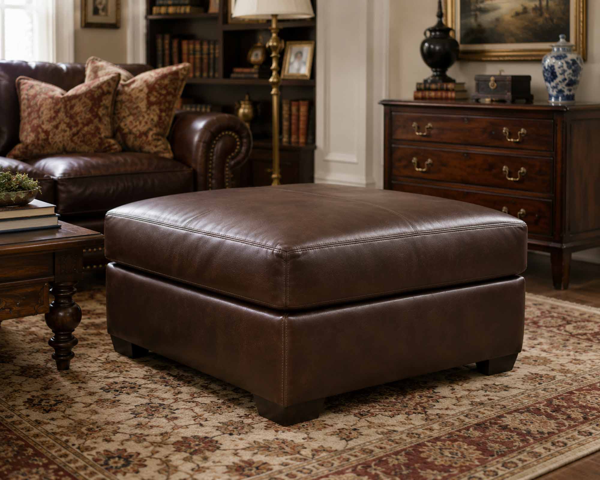 City Craft Leather Ottoman - Image 3