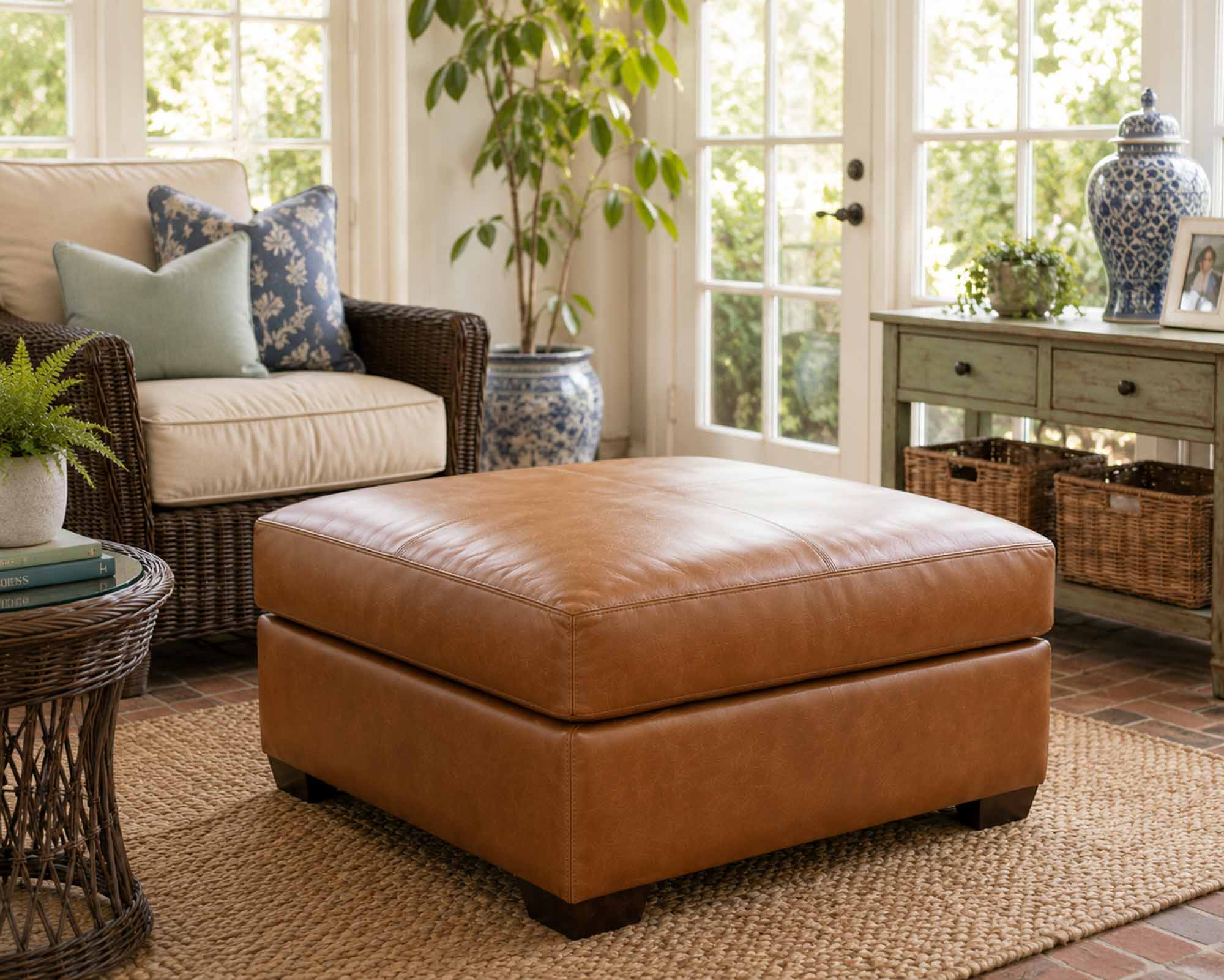 City Craft Leather Ottoman - Image 4