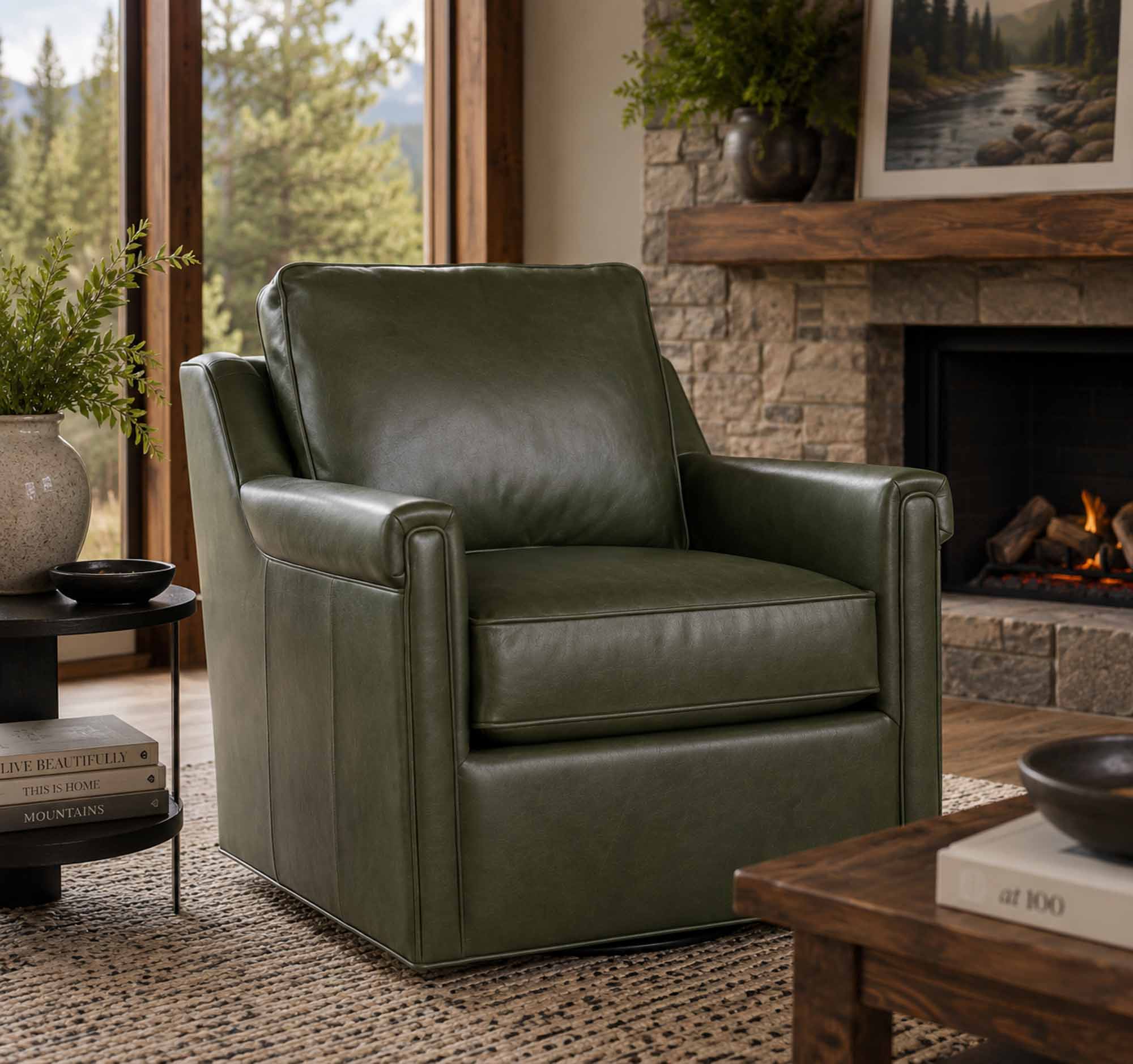 Finley Leather Swivel Chair - Image 4