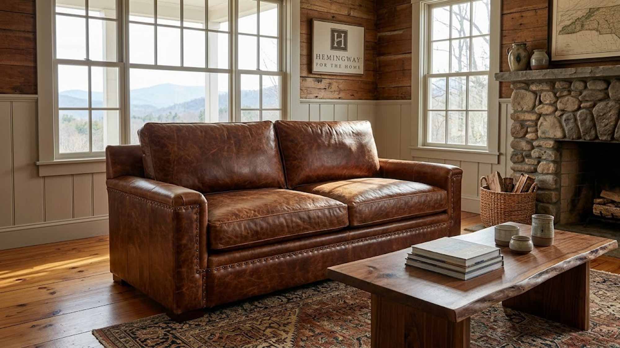 Franklin Leather Two Cushion Sofa - Image 6