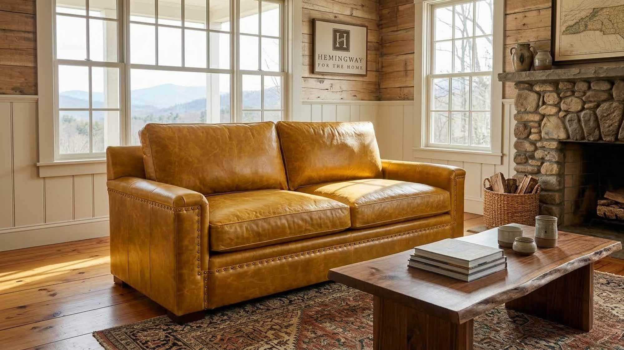 Franklin Leather Two Cushion Sofa - Image 7