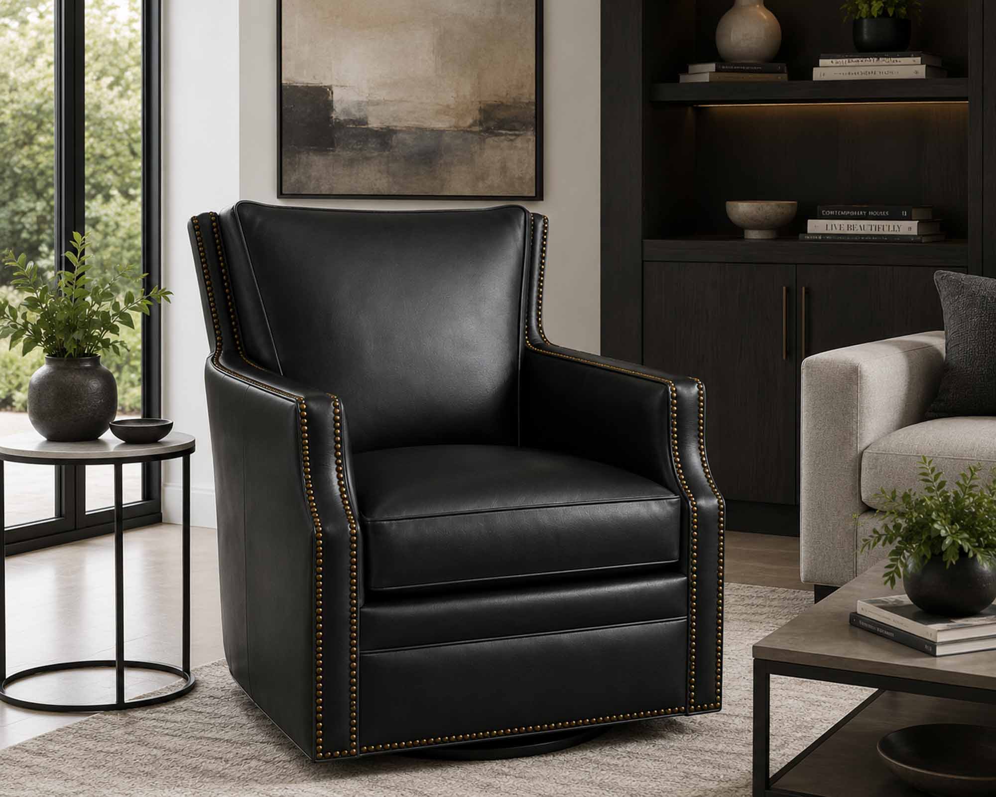Fredricksen Leather Swivel Chair - Image 10