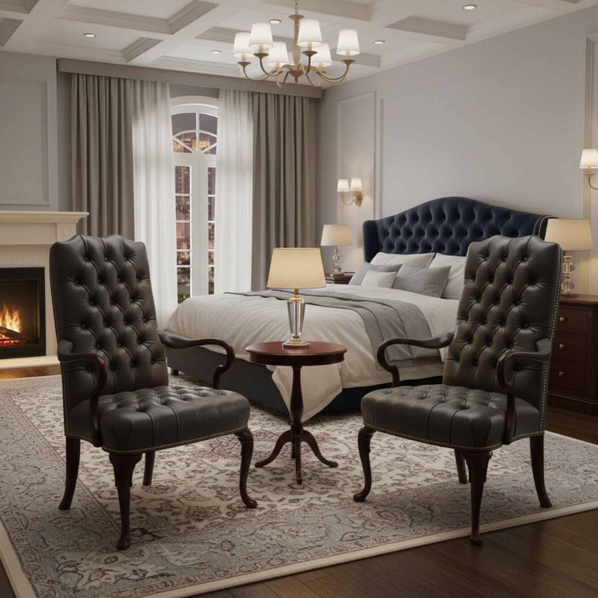 Fully Tufted Leather Gooseneck Chair - Image 5
