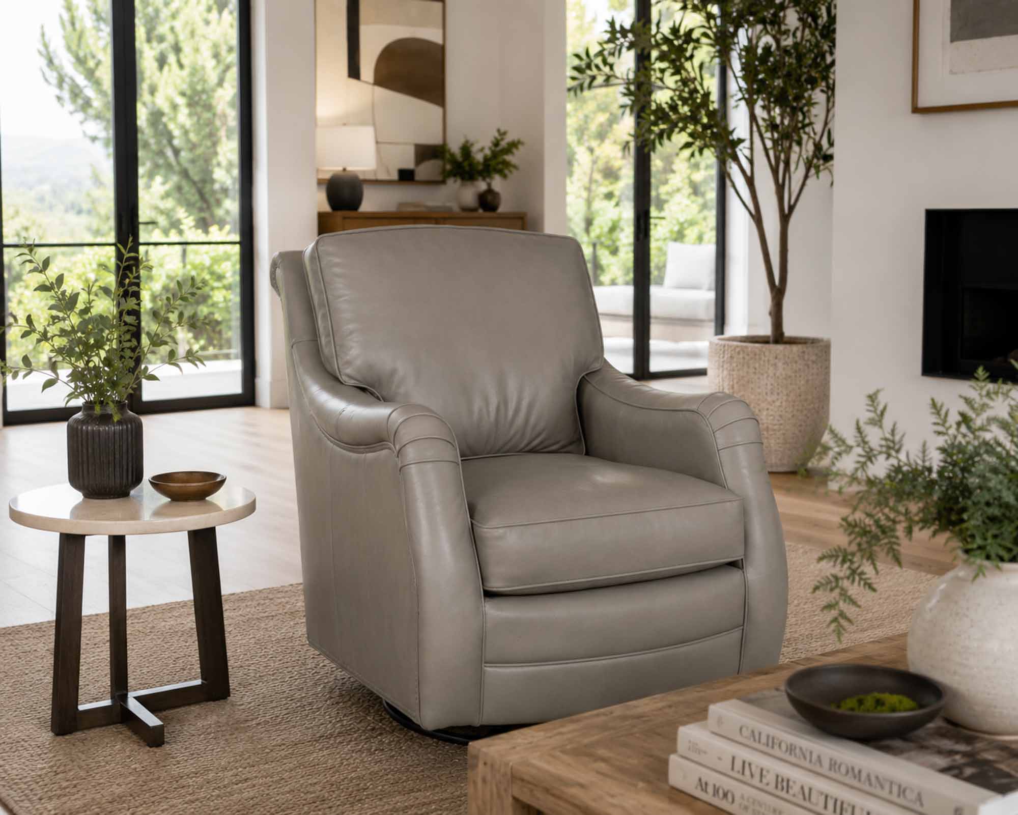 High Point Leather Swivel Glider Chair - Image 3