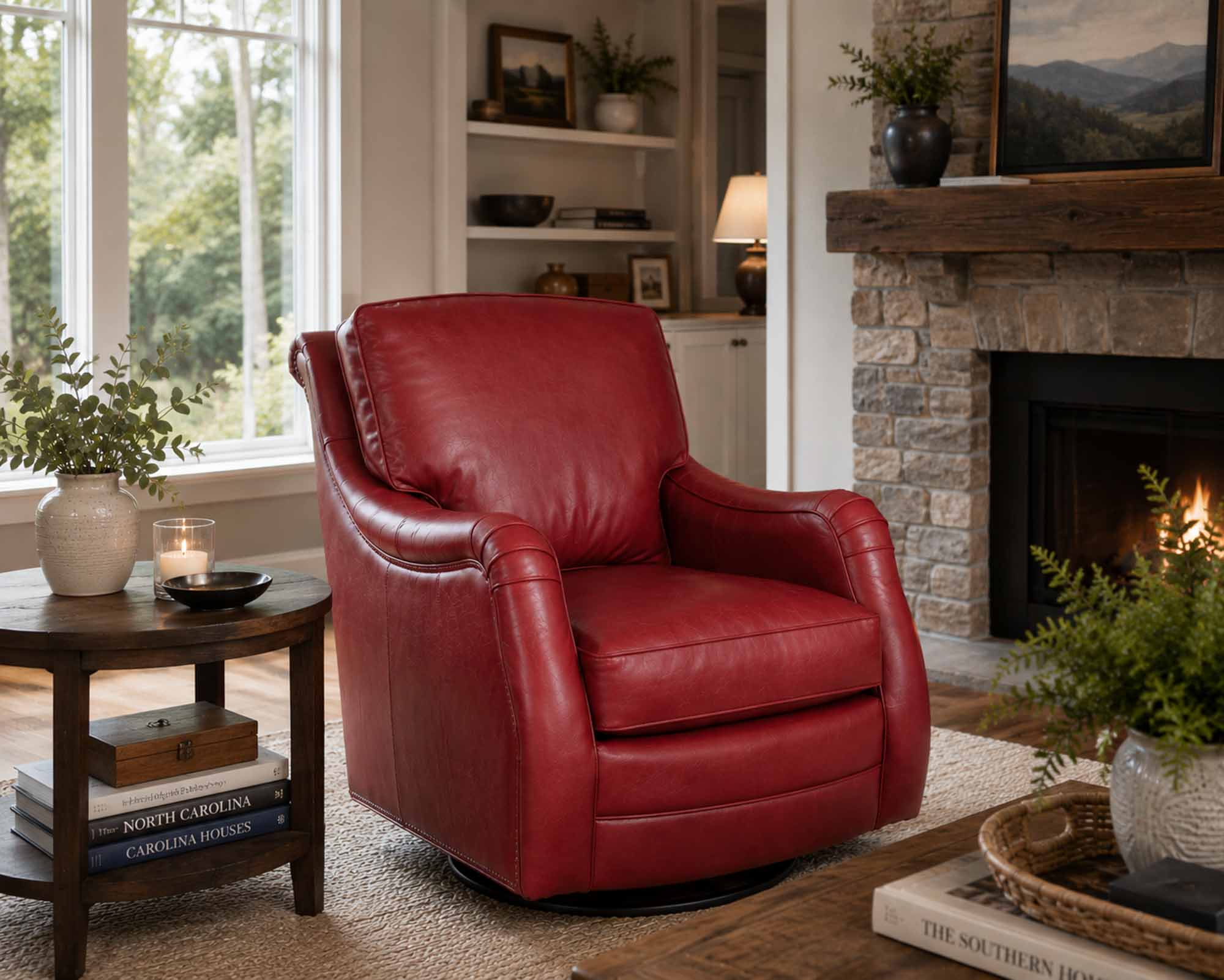 High Point Leather Swivel Glider Chair - Image 4