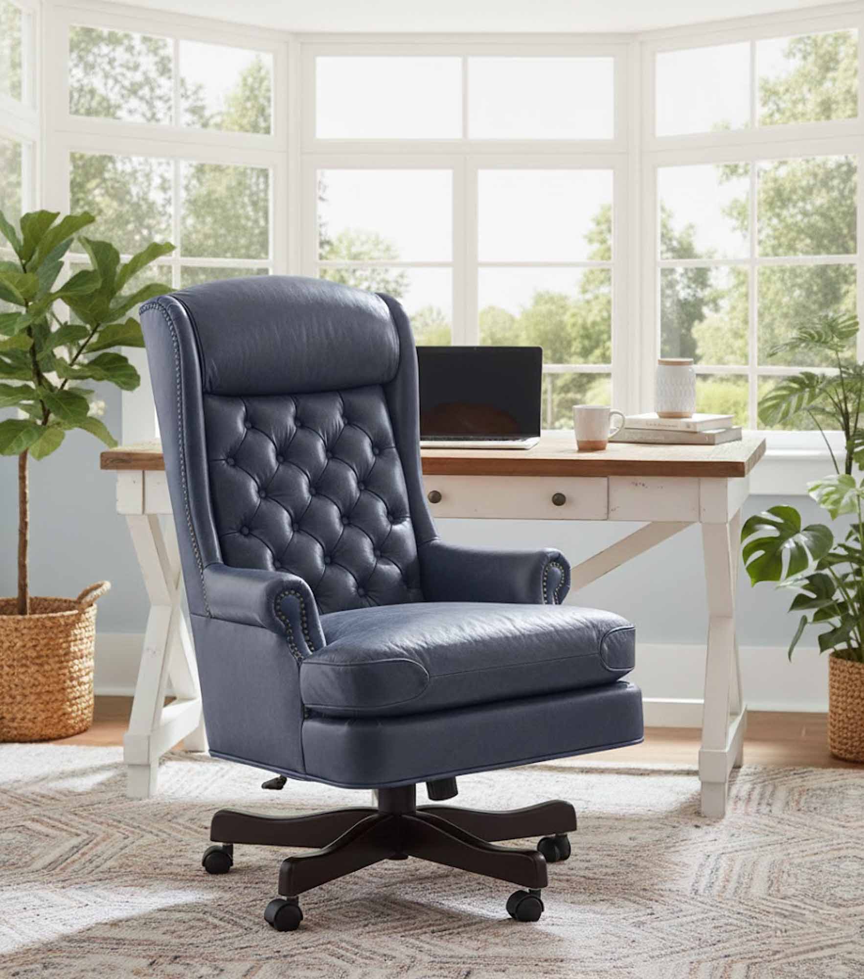 Kincaid Tufted Leather Swivel Tilt Chair - Image 9