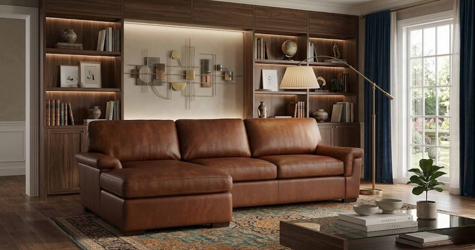 Lusso Leather Sofa With Chaise - Image 4