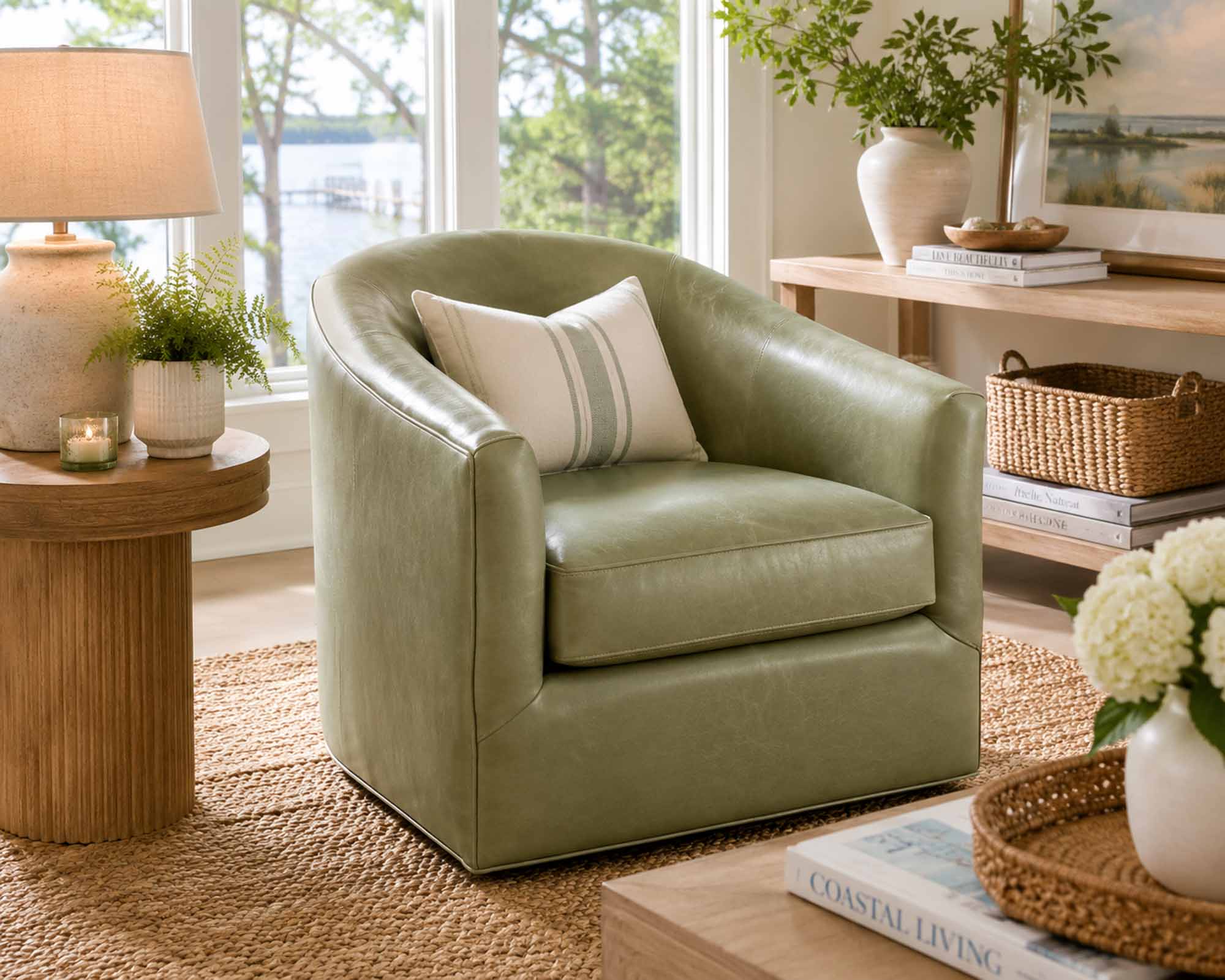 Levine Leather Swivel Chair - Image 2