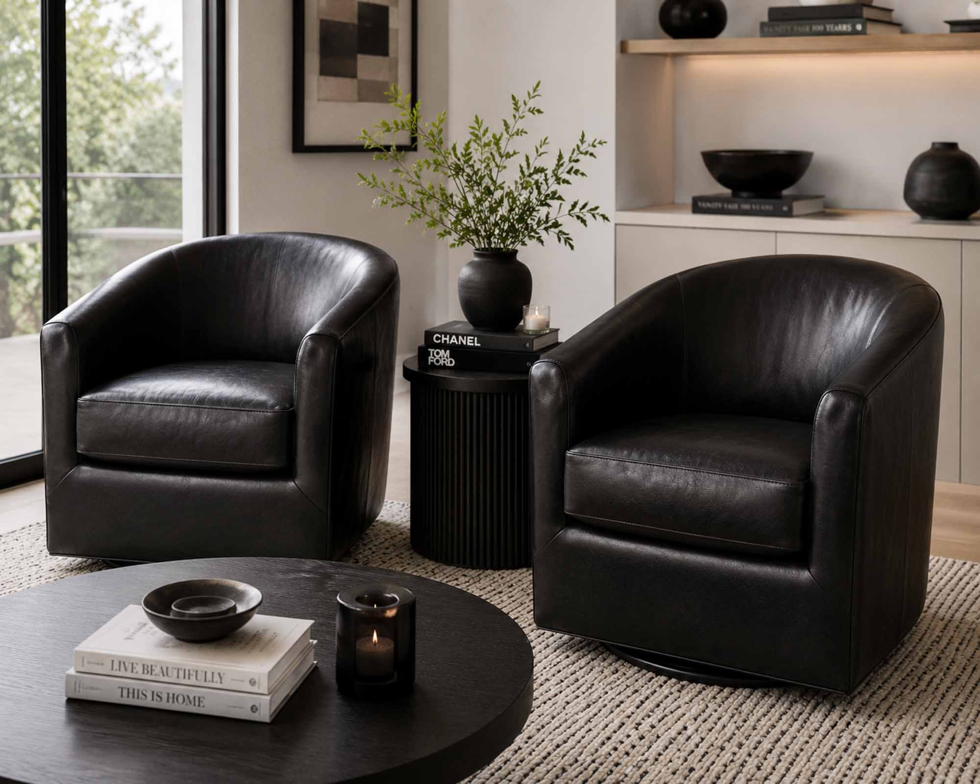 Levine Leather Swivel Chair - Image 3