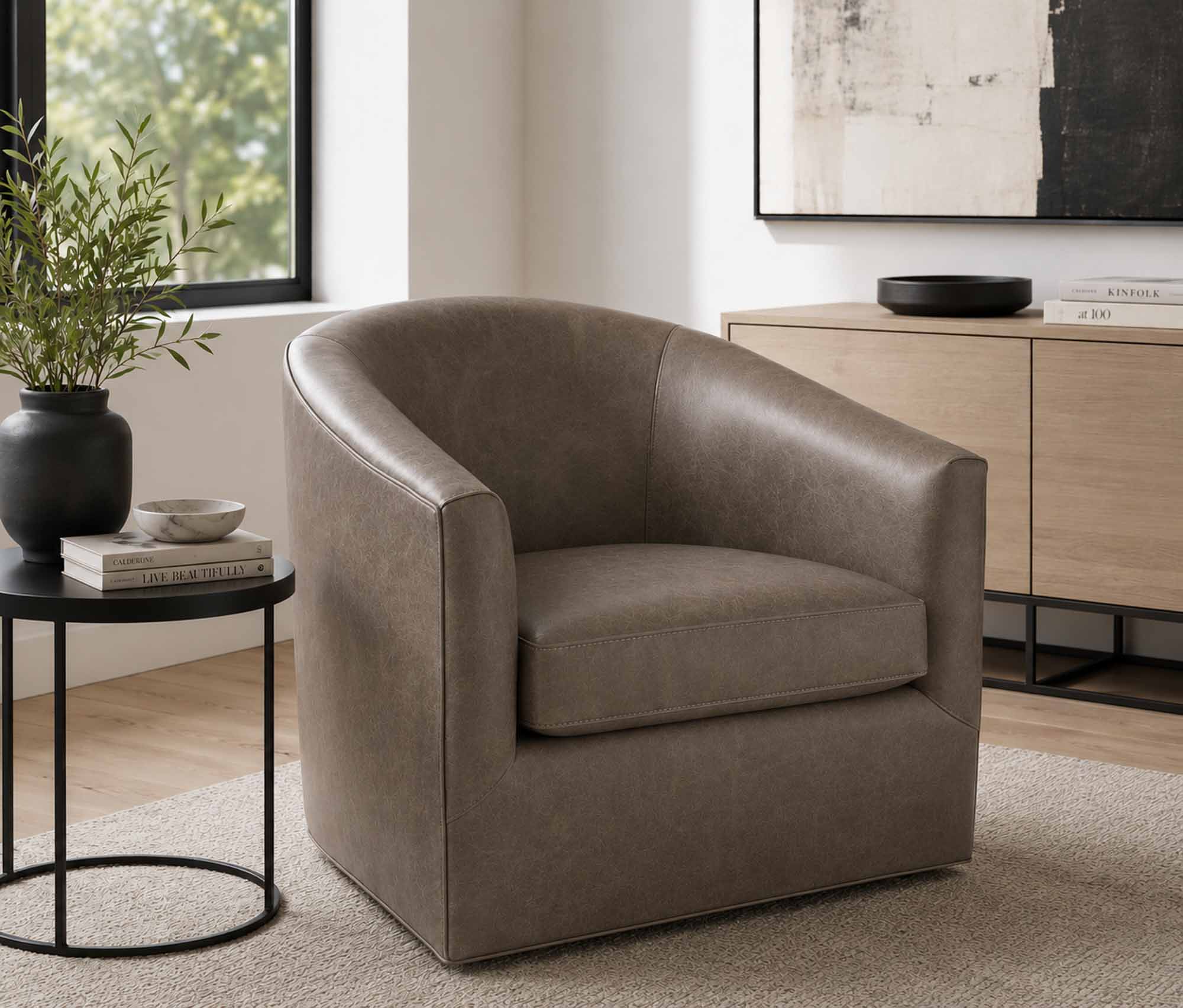 Levine Leather Swivel Chair - Image 4