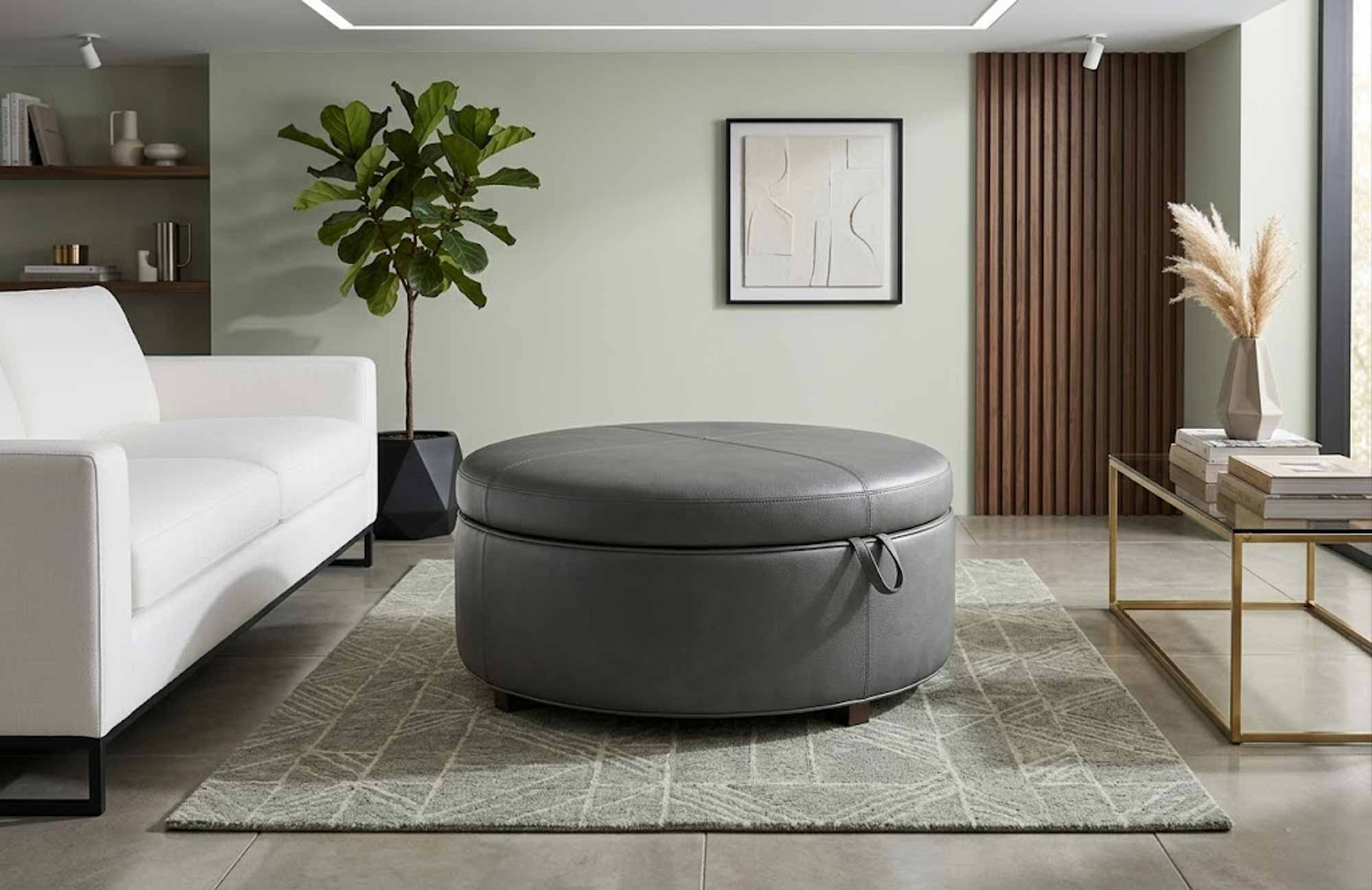 Lulu Leather Storage Ottoman - Image 7