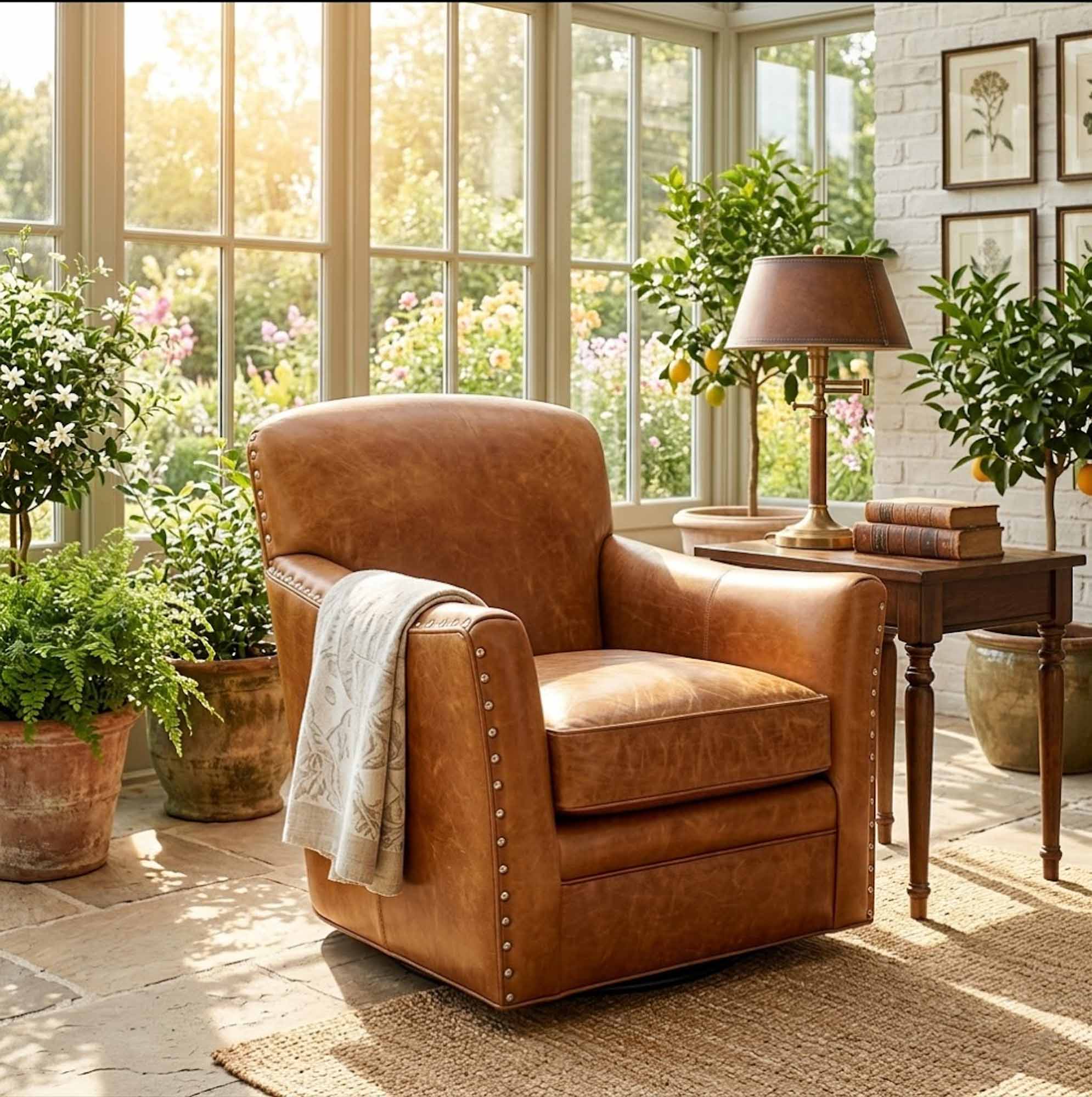 Luna Leather Swivel Chair - Image 3