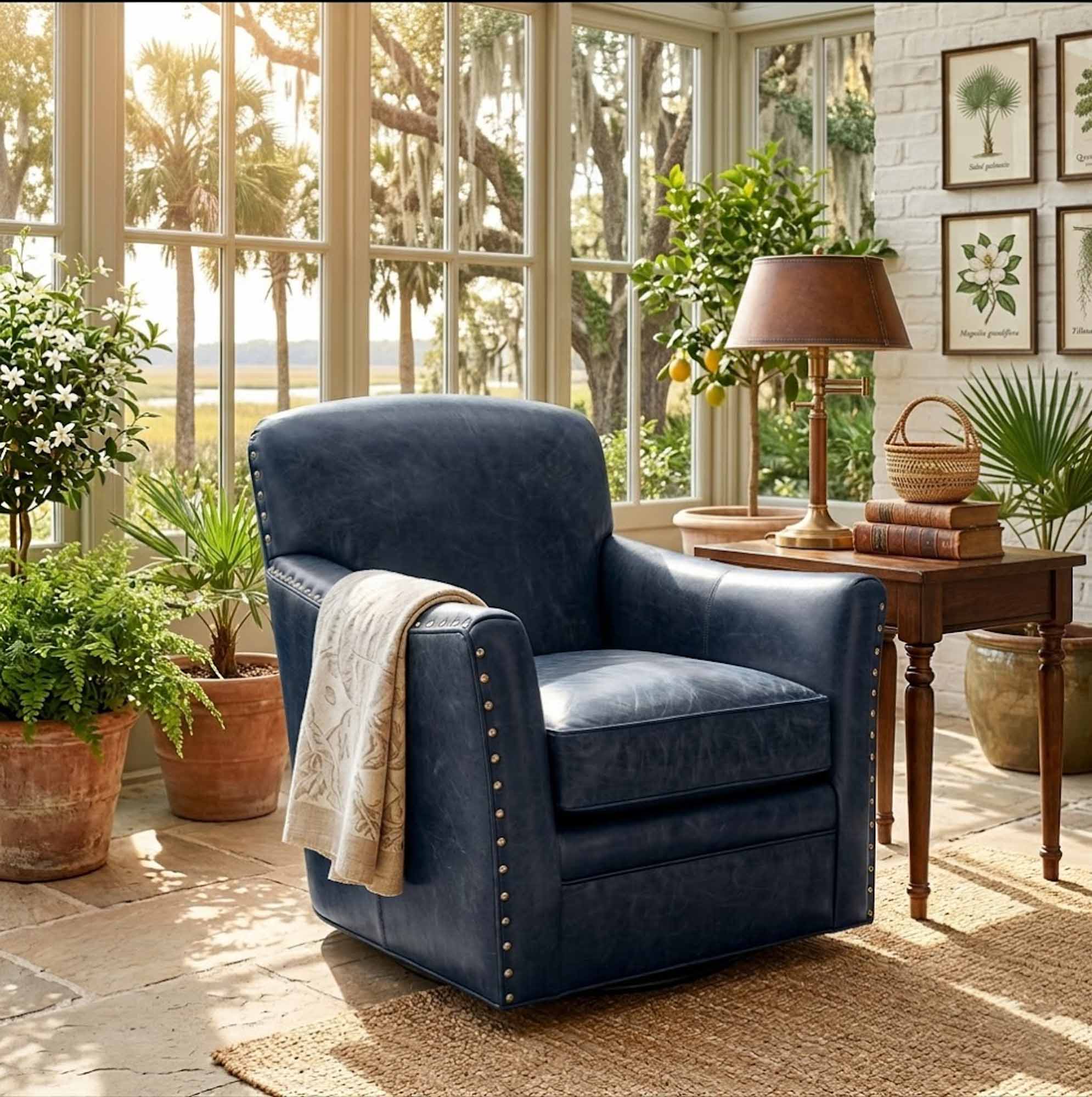 Luna Leather Swivel Chair - Image 4