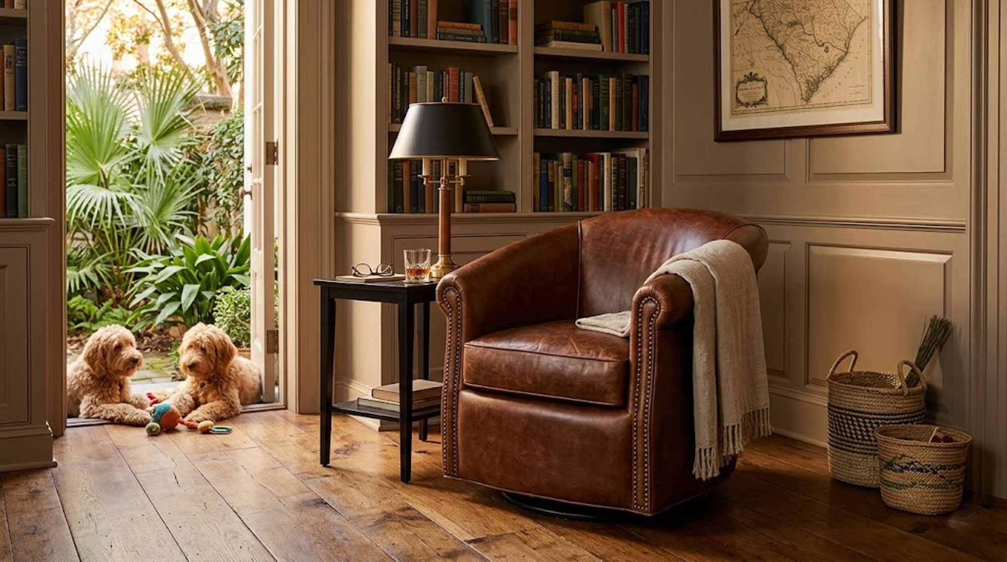 Marietta Swivel or Glider Leather Tub Chair - Image 5