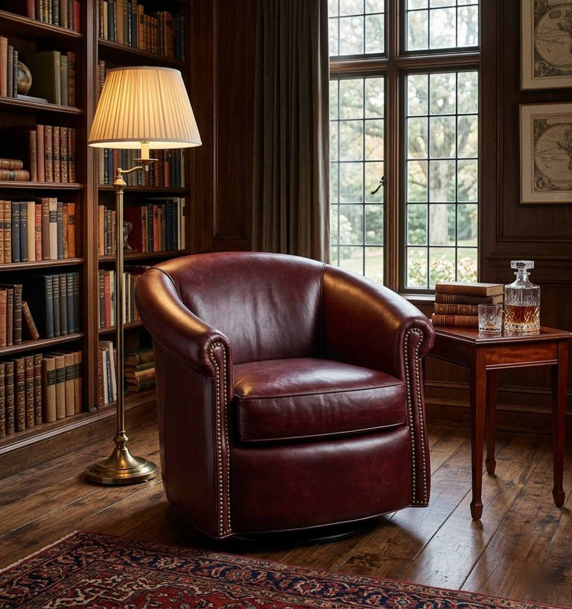 Marietta Swivel or Glider Leather Tub Chair - Image 6