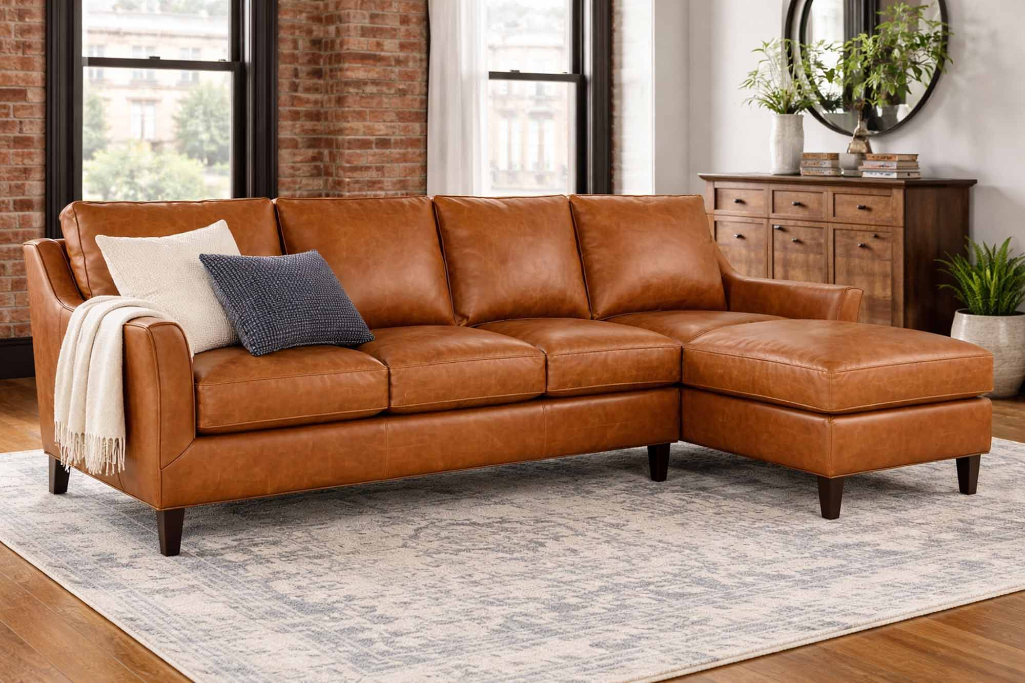 Marleigh Leather Sofa With Chaise - Image 6