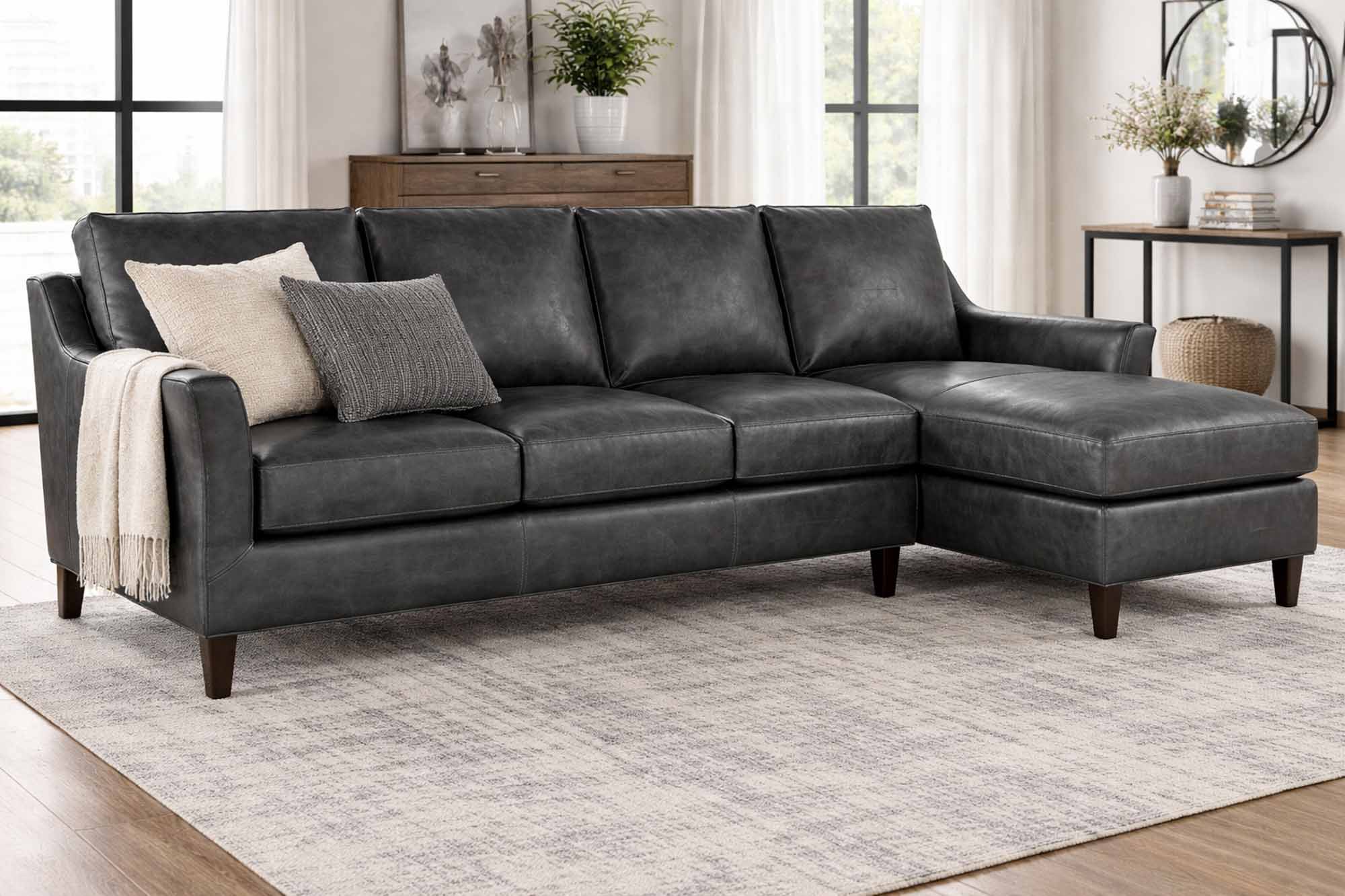 Marleigh Leather Sofa With Chaise - Image 7