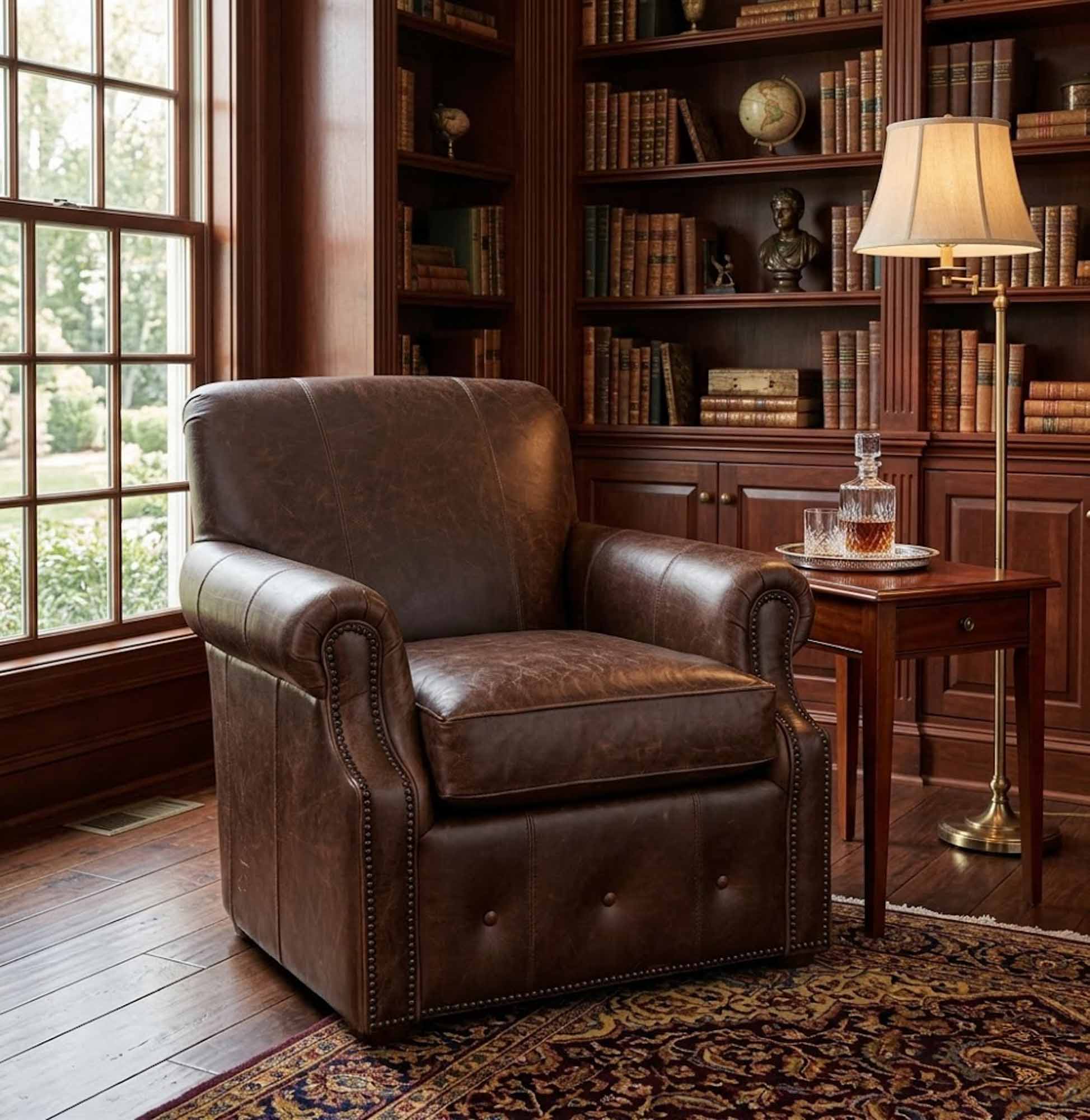 Micah Leather Swivel Chair - Image 2