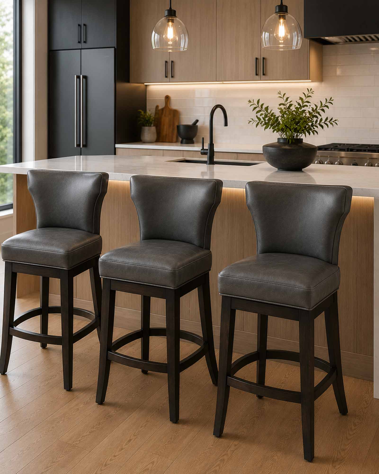 Neil Leather Bar Stool - Image 3