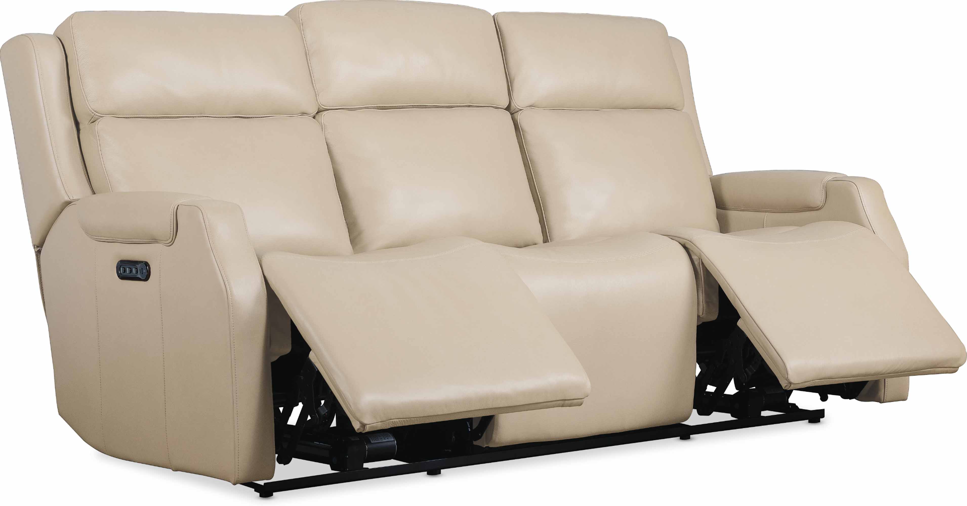 Nelly Zero Gravity Leather Power Reclining Sofa With Articulating Headrest And Lumber In Beige - Image 5