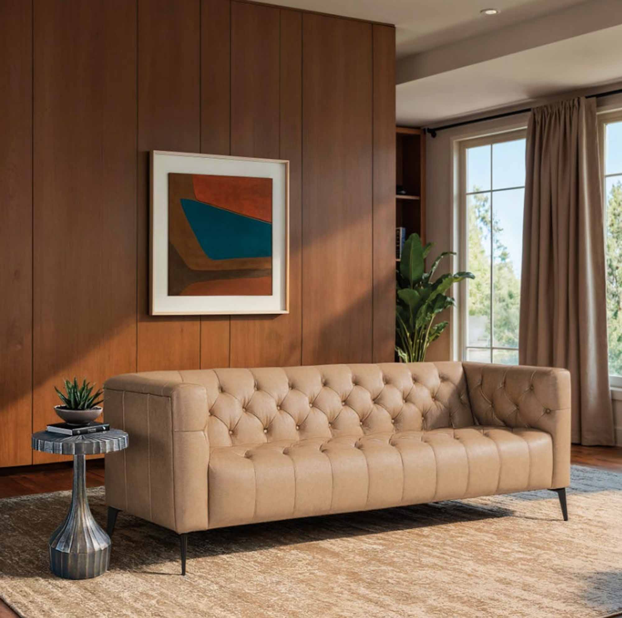 Nicolla Leather Sofa Light Brown - Image 6