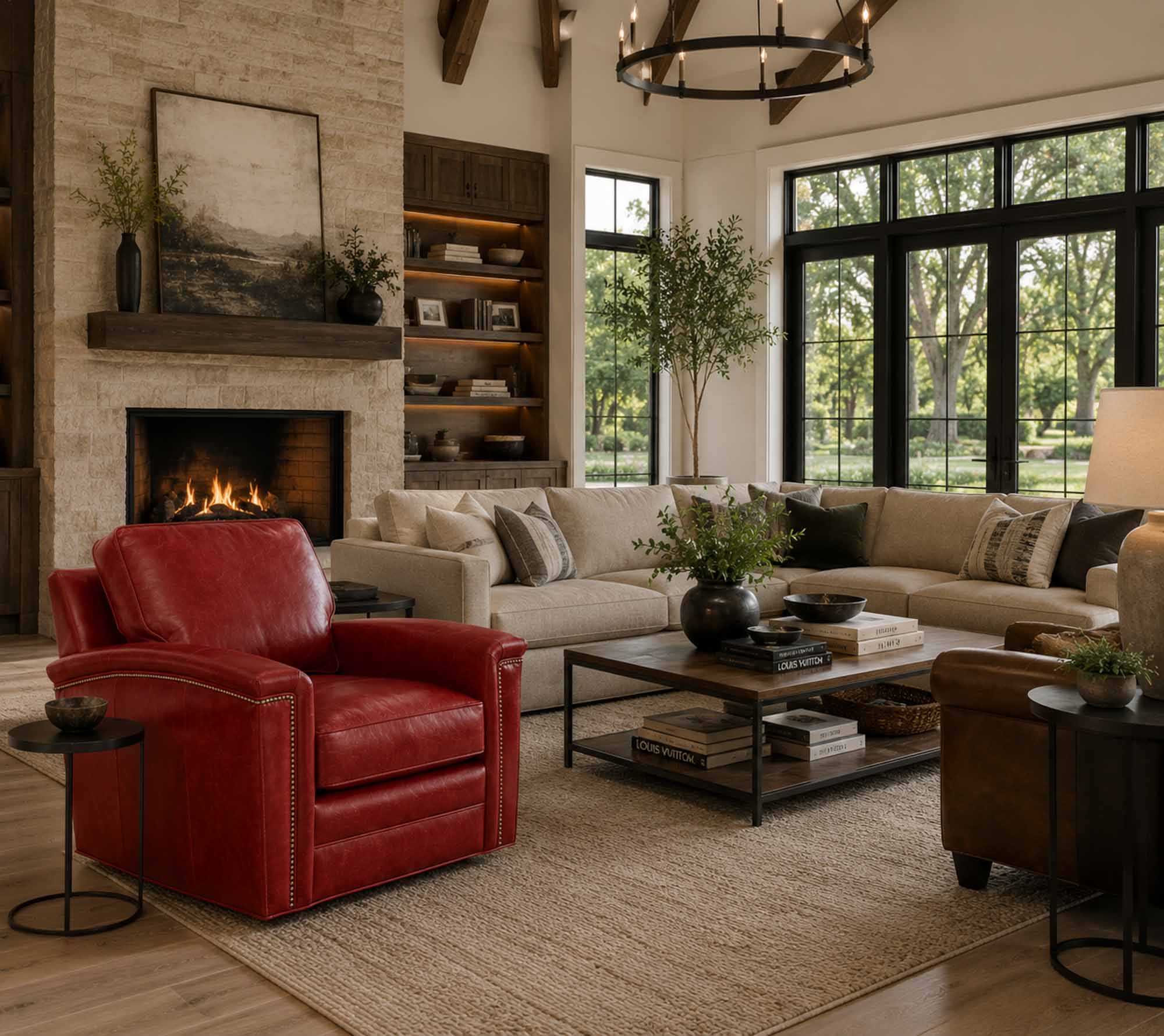Ollie Leather Swivel Chair - Image 12