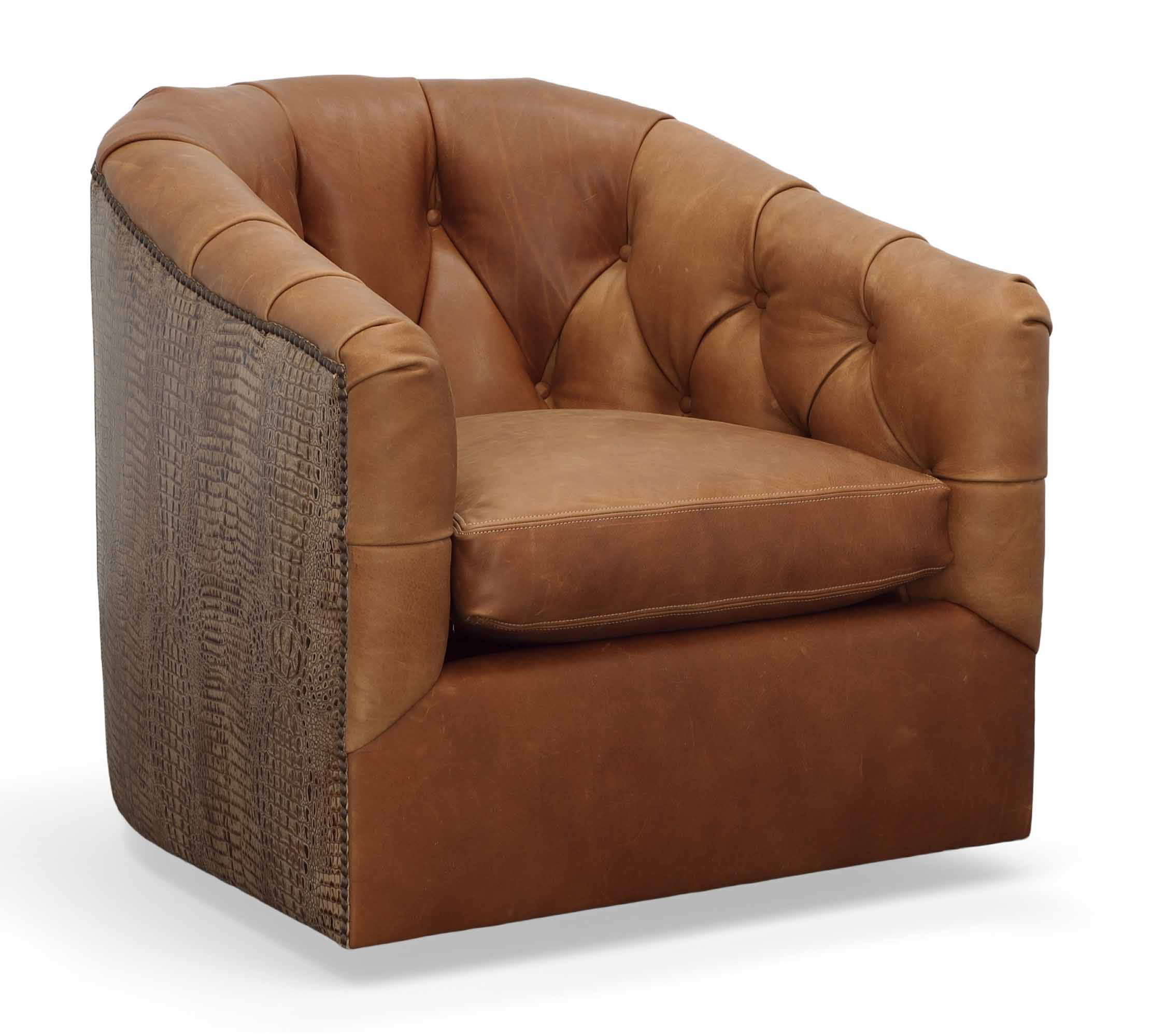 Peacock Leather Swivel Chair - Image 2