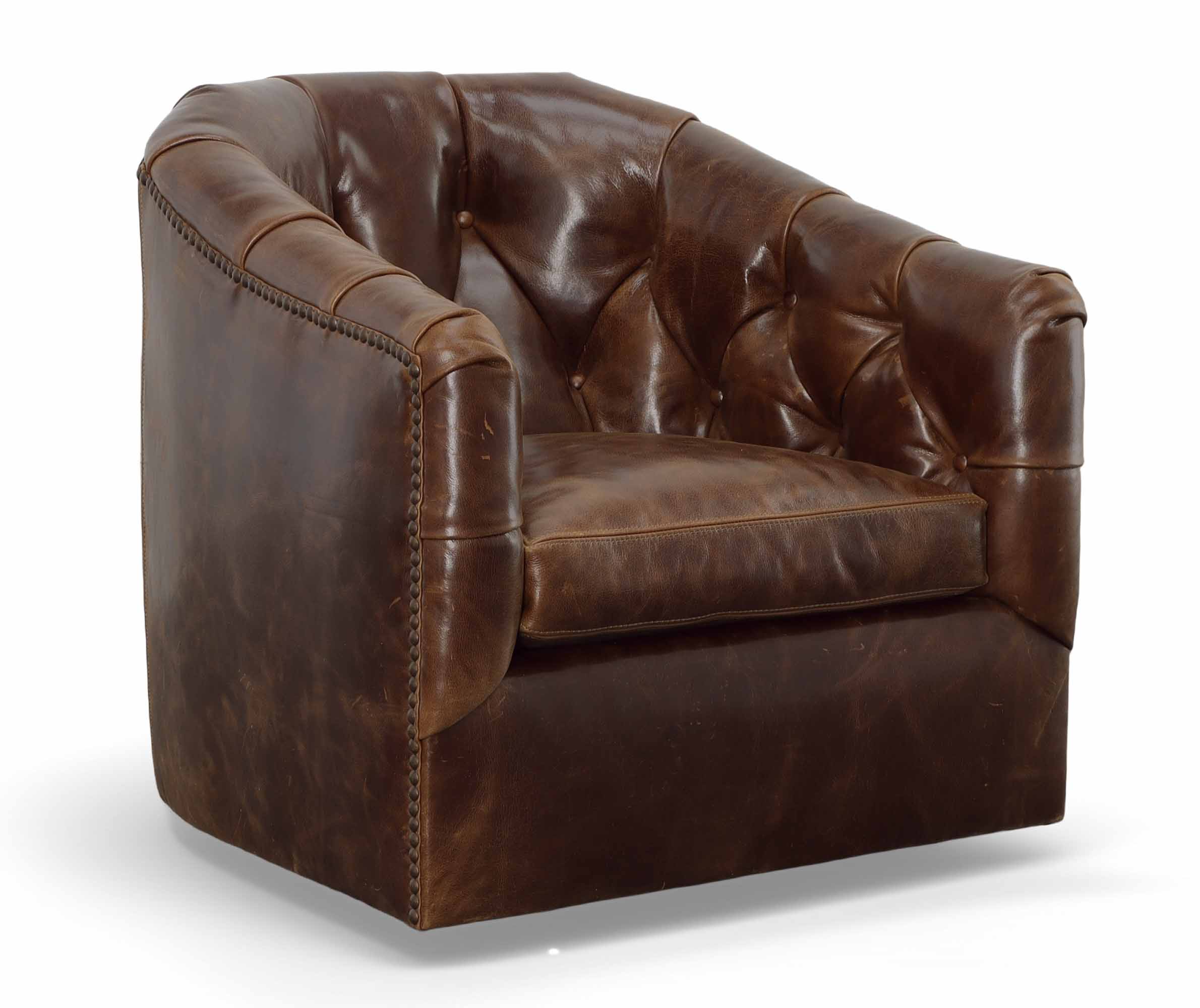 Peacock Leather Swivel Chair - Image 7