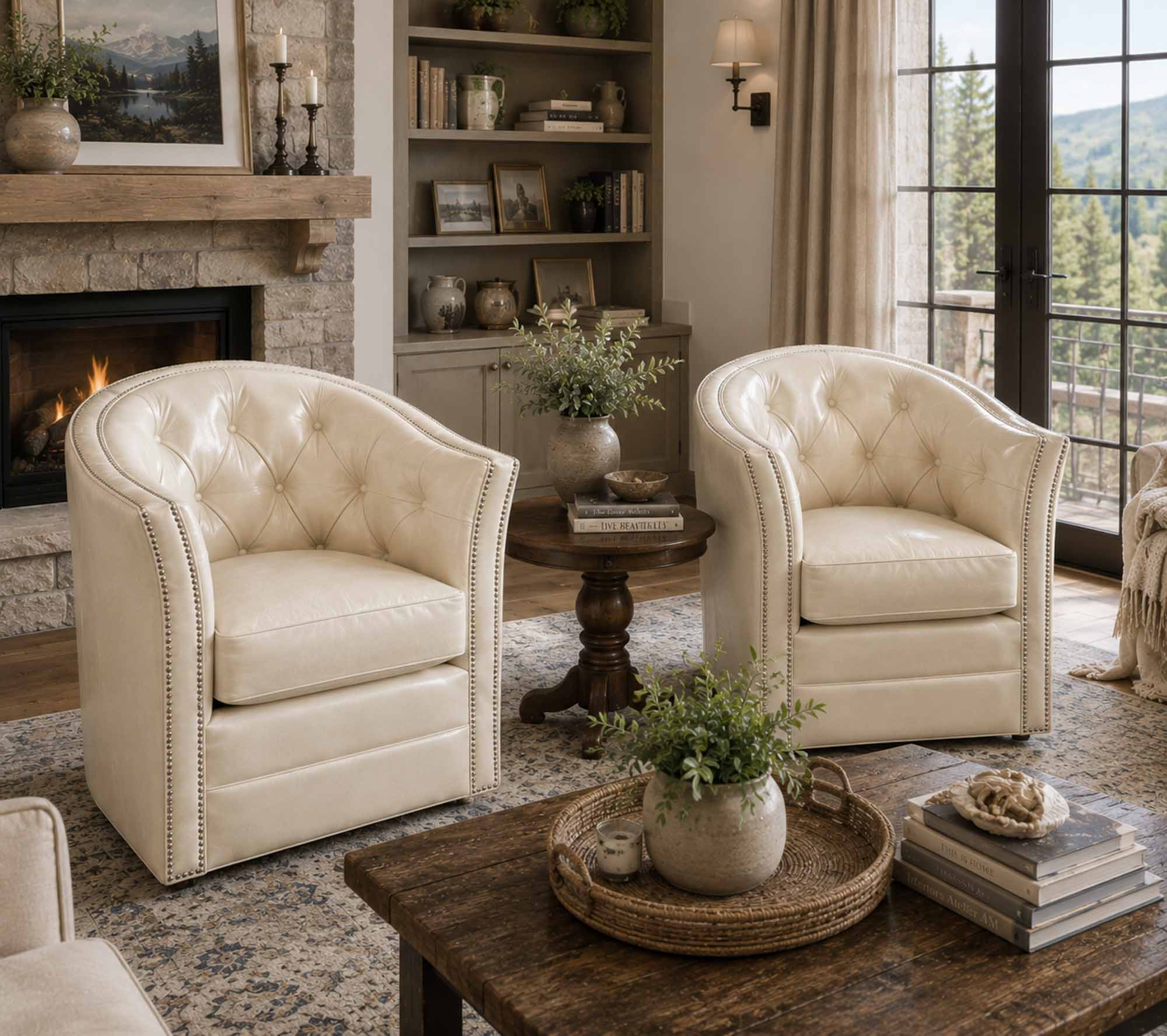 Polly Leather Swivel Chair - Image 5