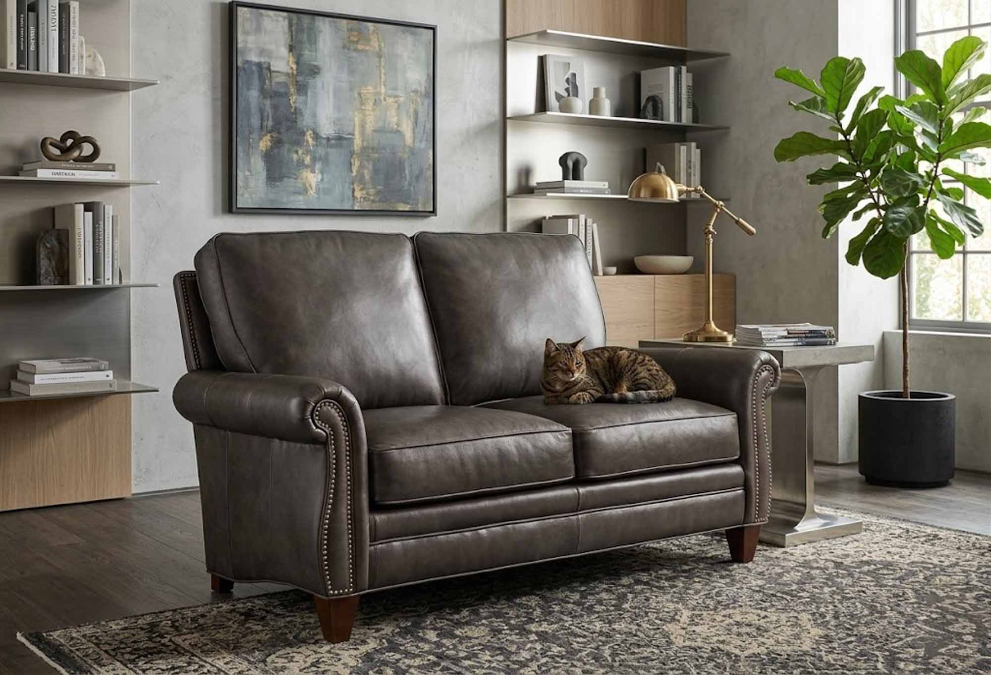 Reddish Leather Loveseat - Image 5