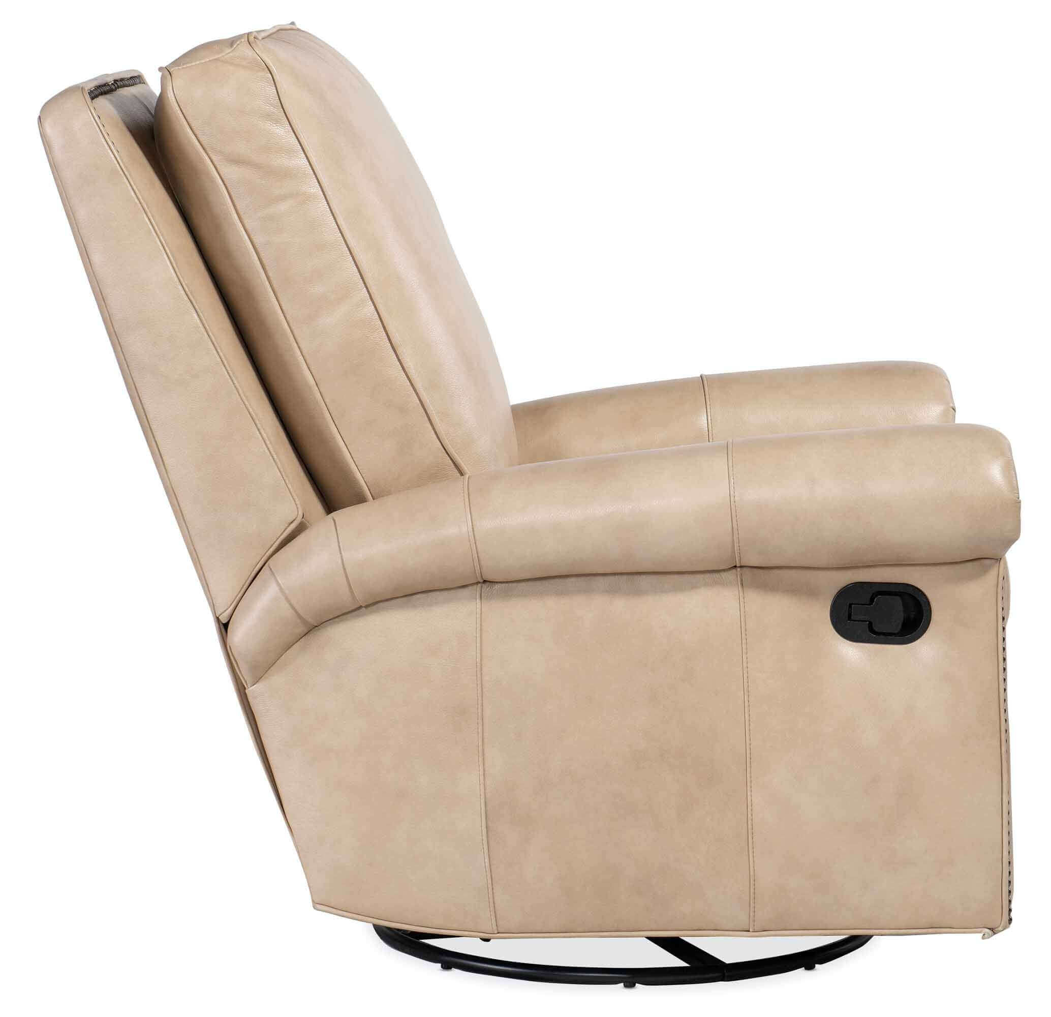 Reddish Leather Swivel Glider Recliner - Image 2
