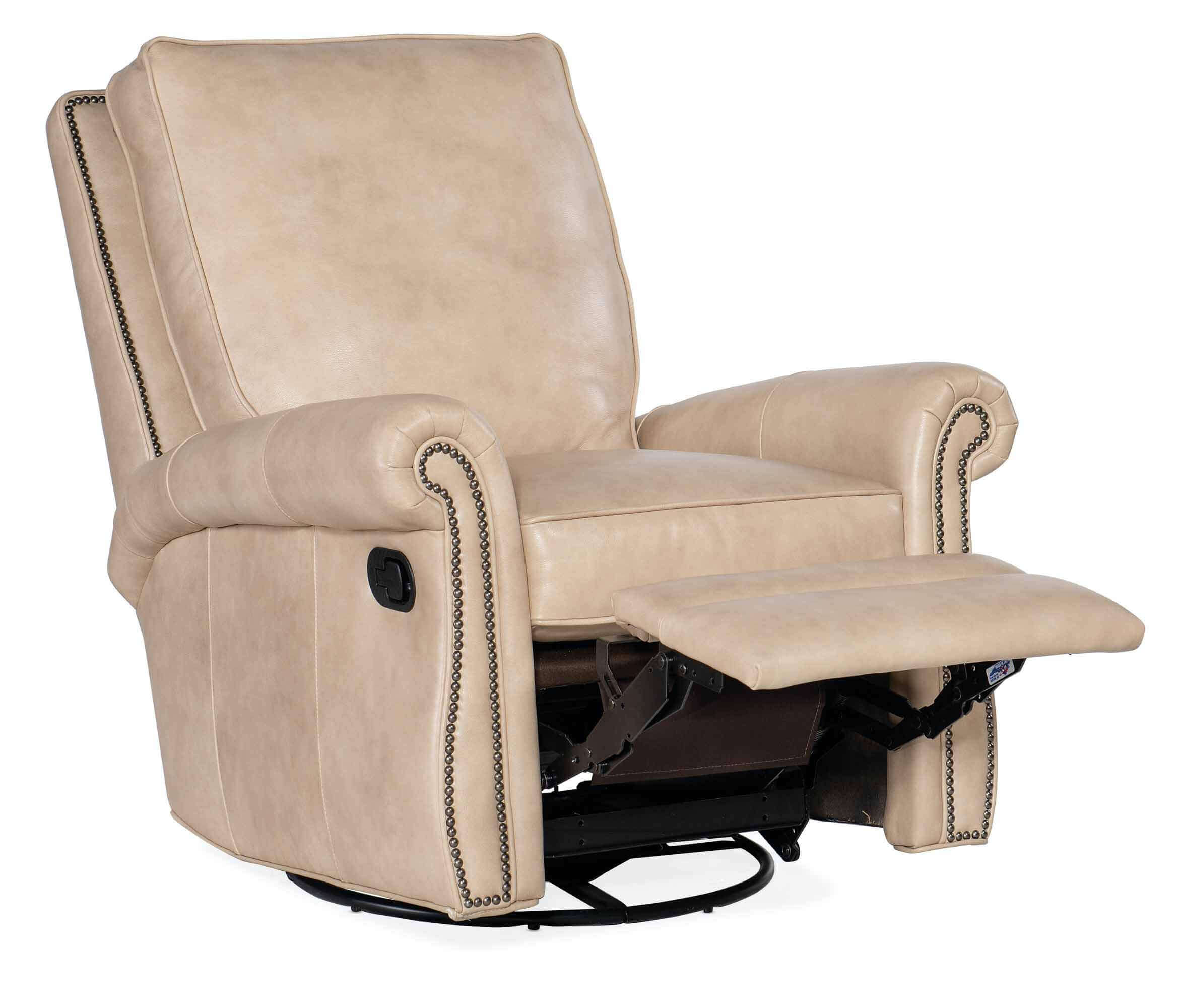 Reddish Leather Swivel Glider Recliner - Image 4