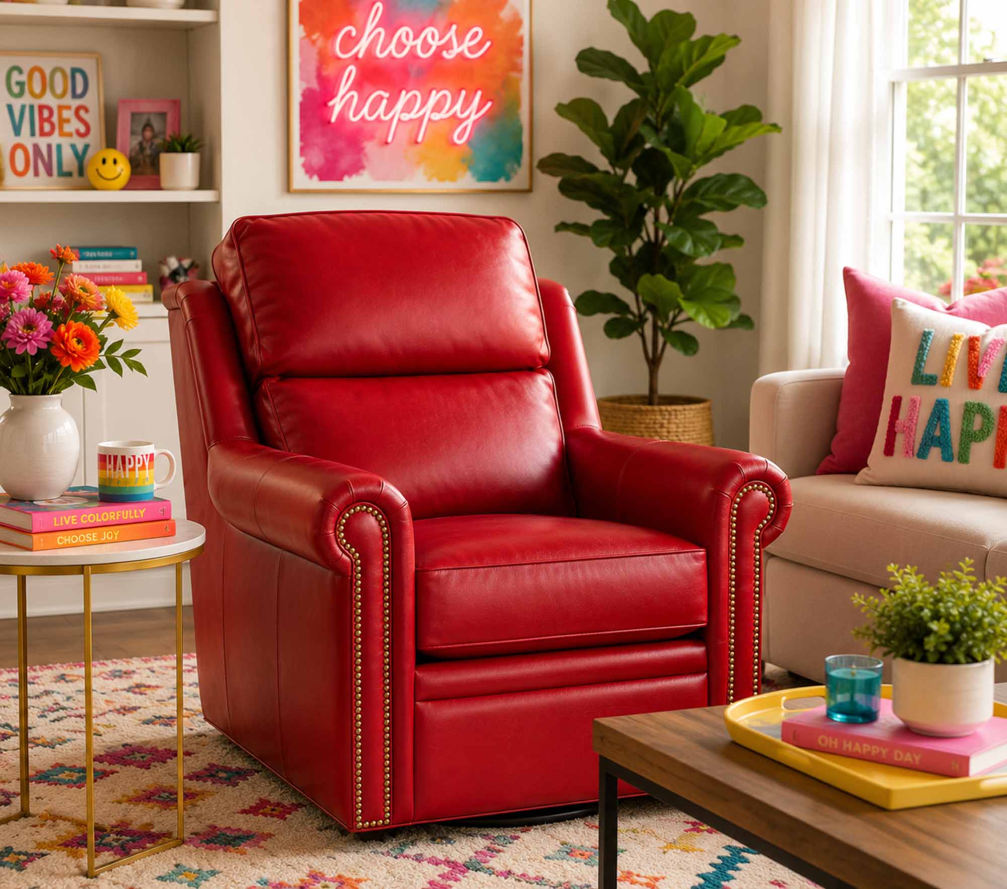 Reece Leather Swivel Chair - Image 6