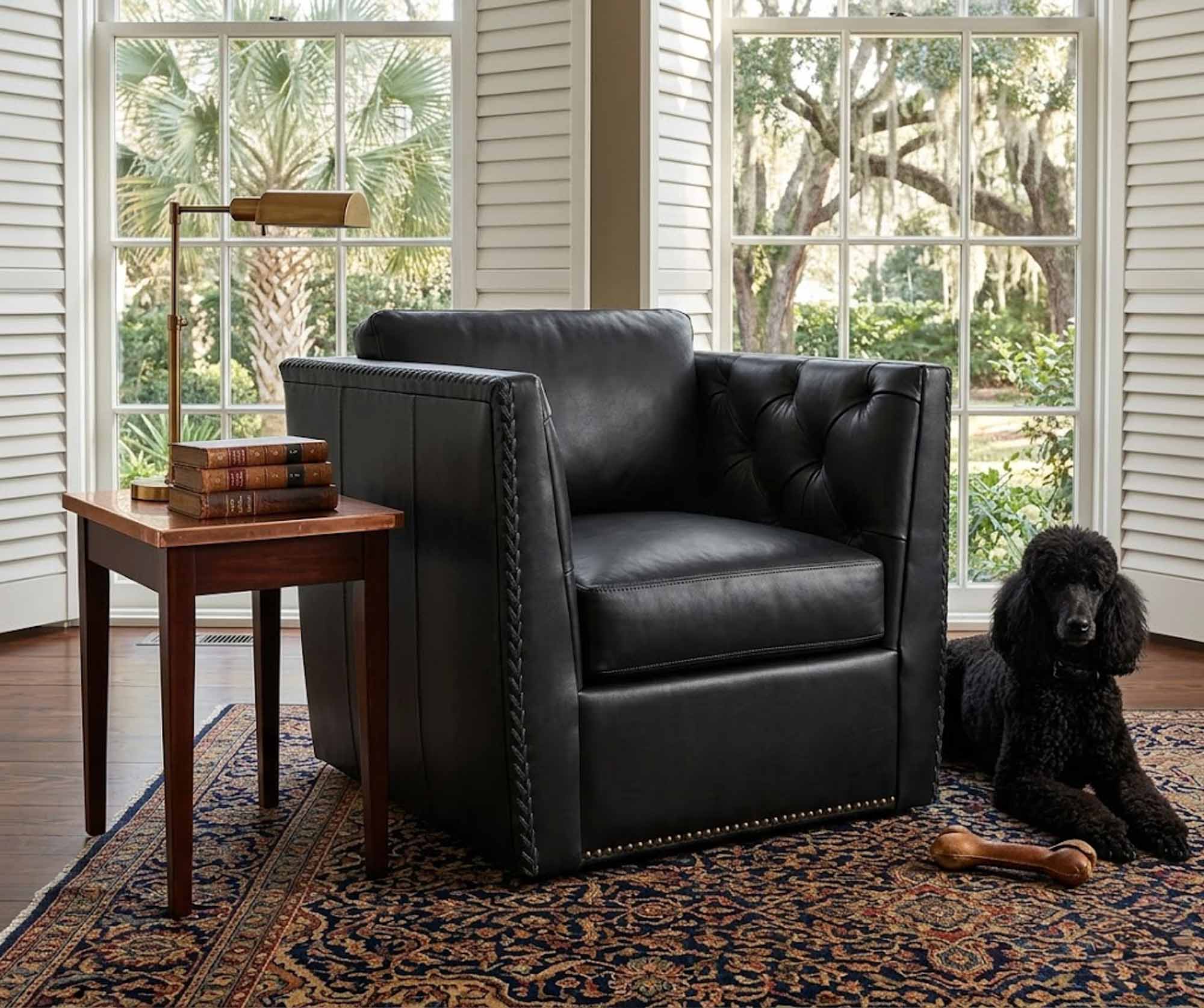 Remy Leather Swivel Chair - Image 4