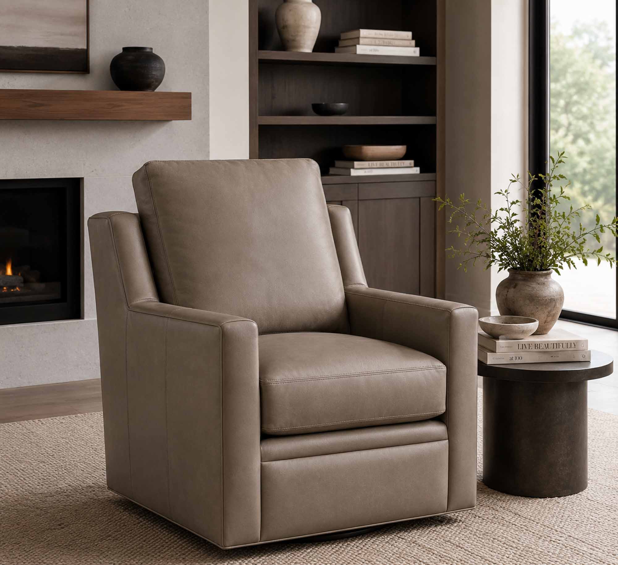 Revelin Leather Swivel Chair - Image 6