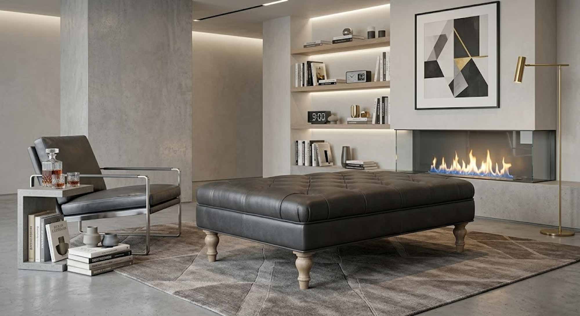 Rex Leather Cocktail Ottoman - Image 7