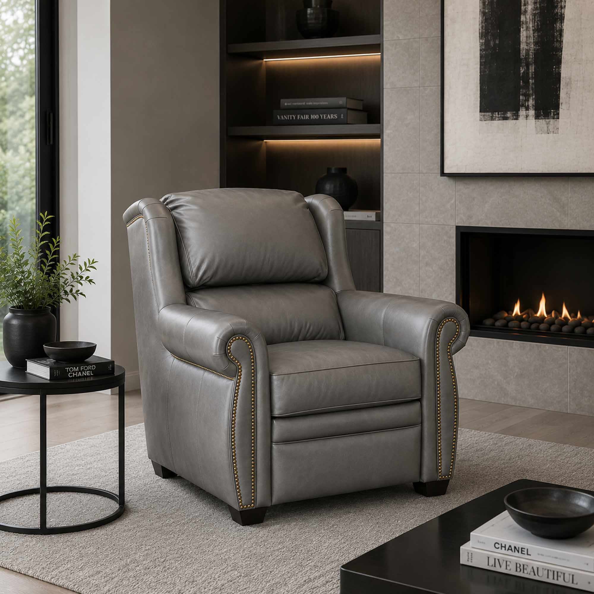 Royce Leather Power Recliner With Articulating Headrest - Image 3