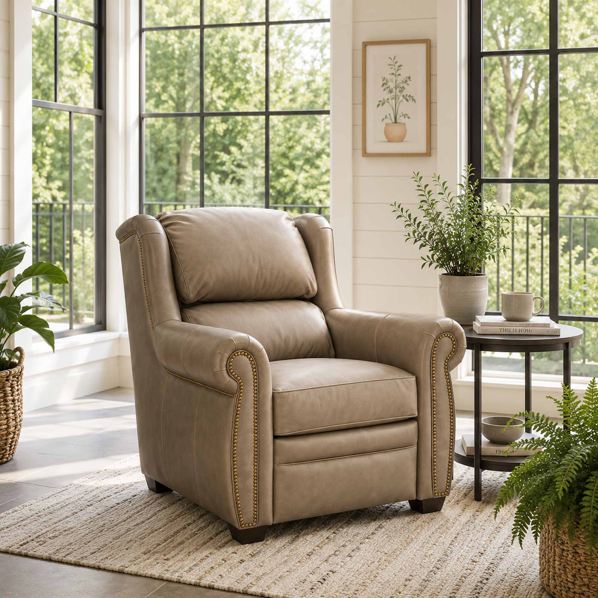 Royce Leather Power Recliner With Articulating Headrest - Image 4