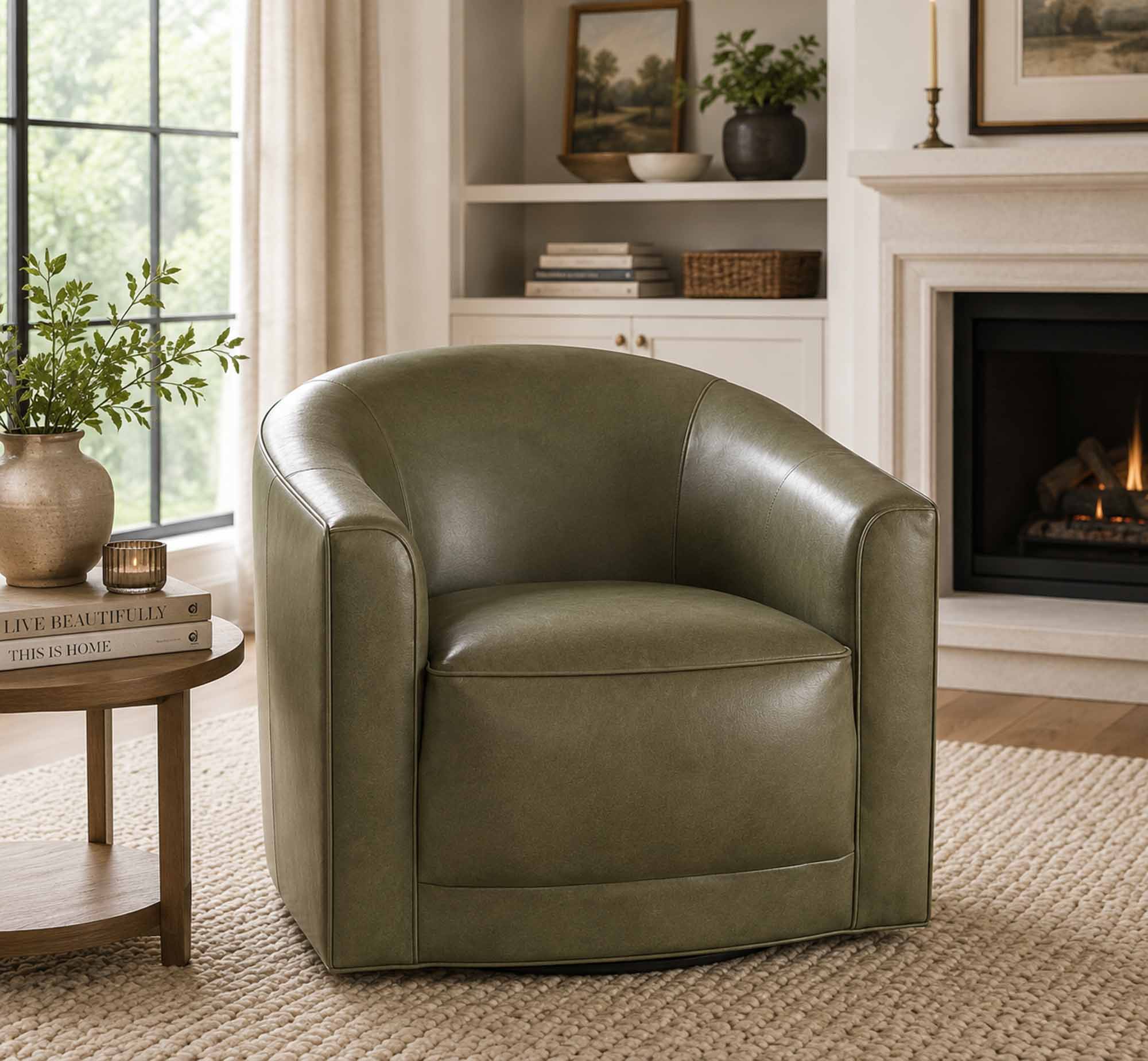 Sarah Leather Swivel Chair - Image 4