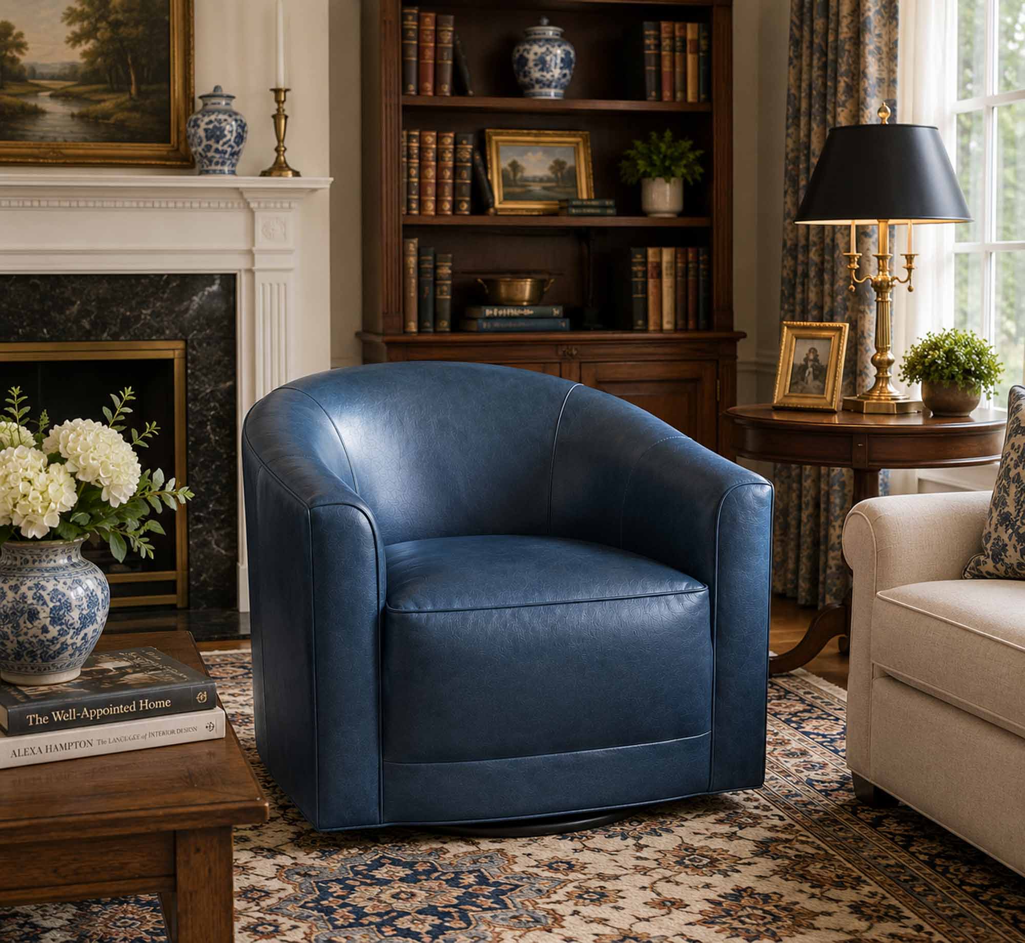 Sarah Leather Swivel Chair - Image 6