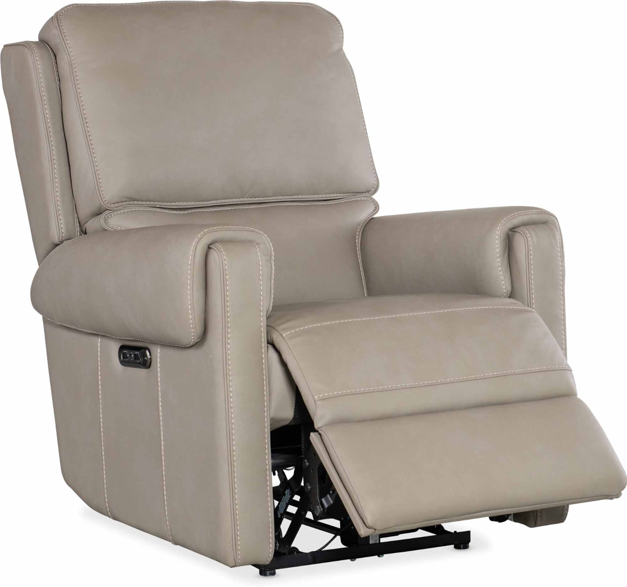 Somers Leather Power Recliner With Articulating Headrest In Grey - Image 5
